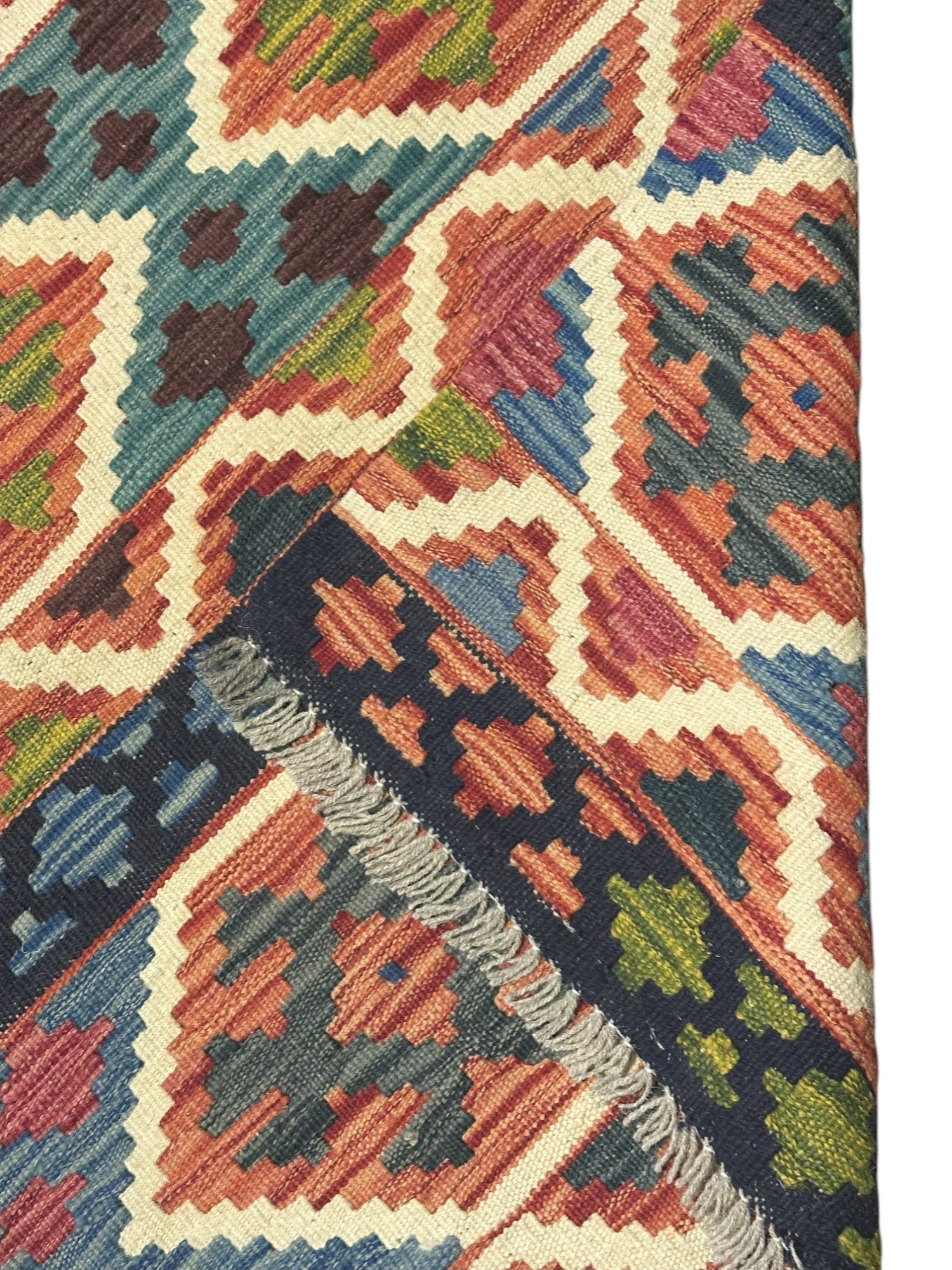 Hand-Woven Afghani Kilim Wool Rug 4'11" x 6'4"