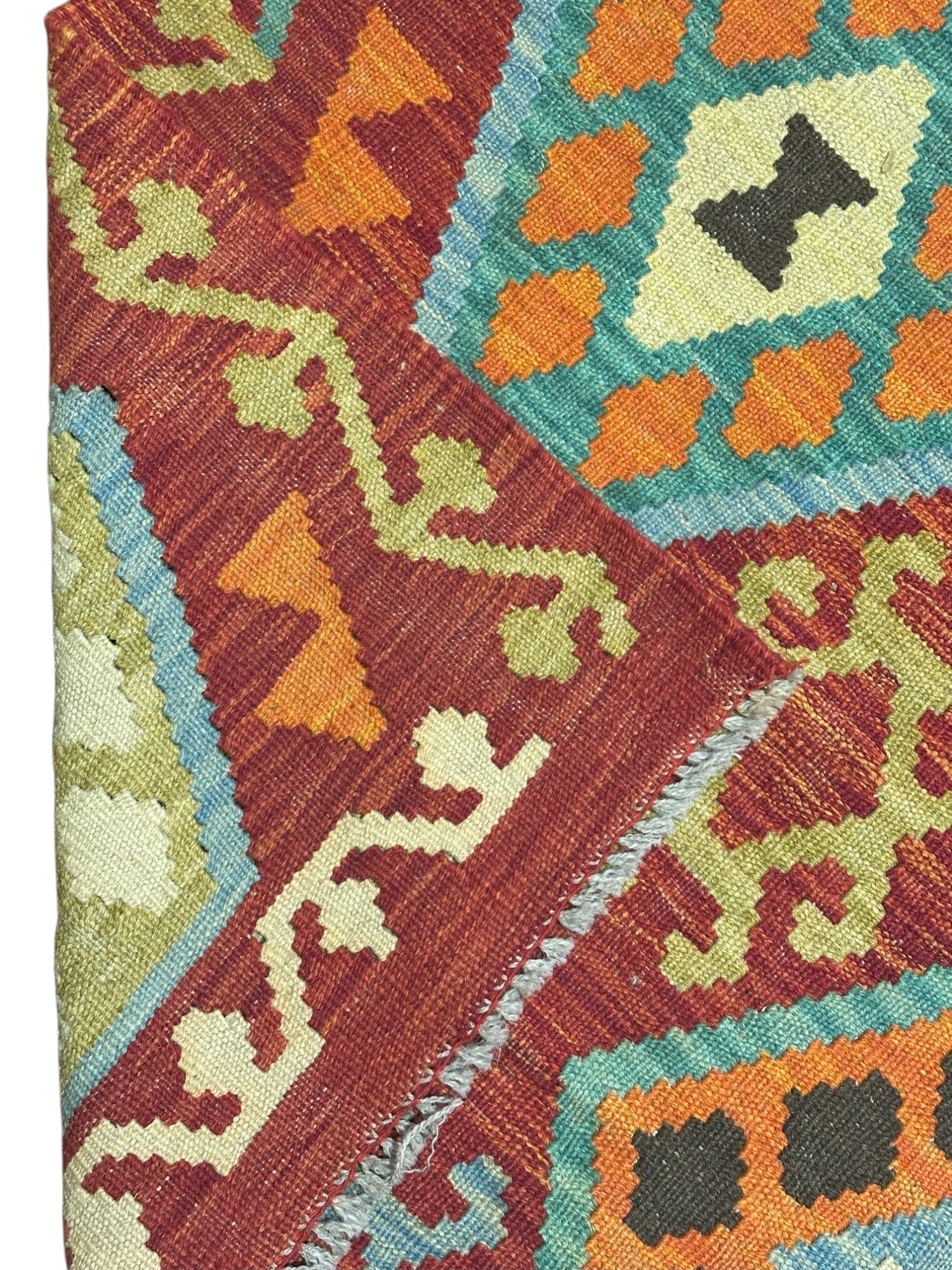 Hand-Woven Afghani Kilim Wool Rug 6'11" x 9'9"