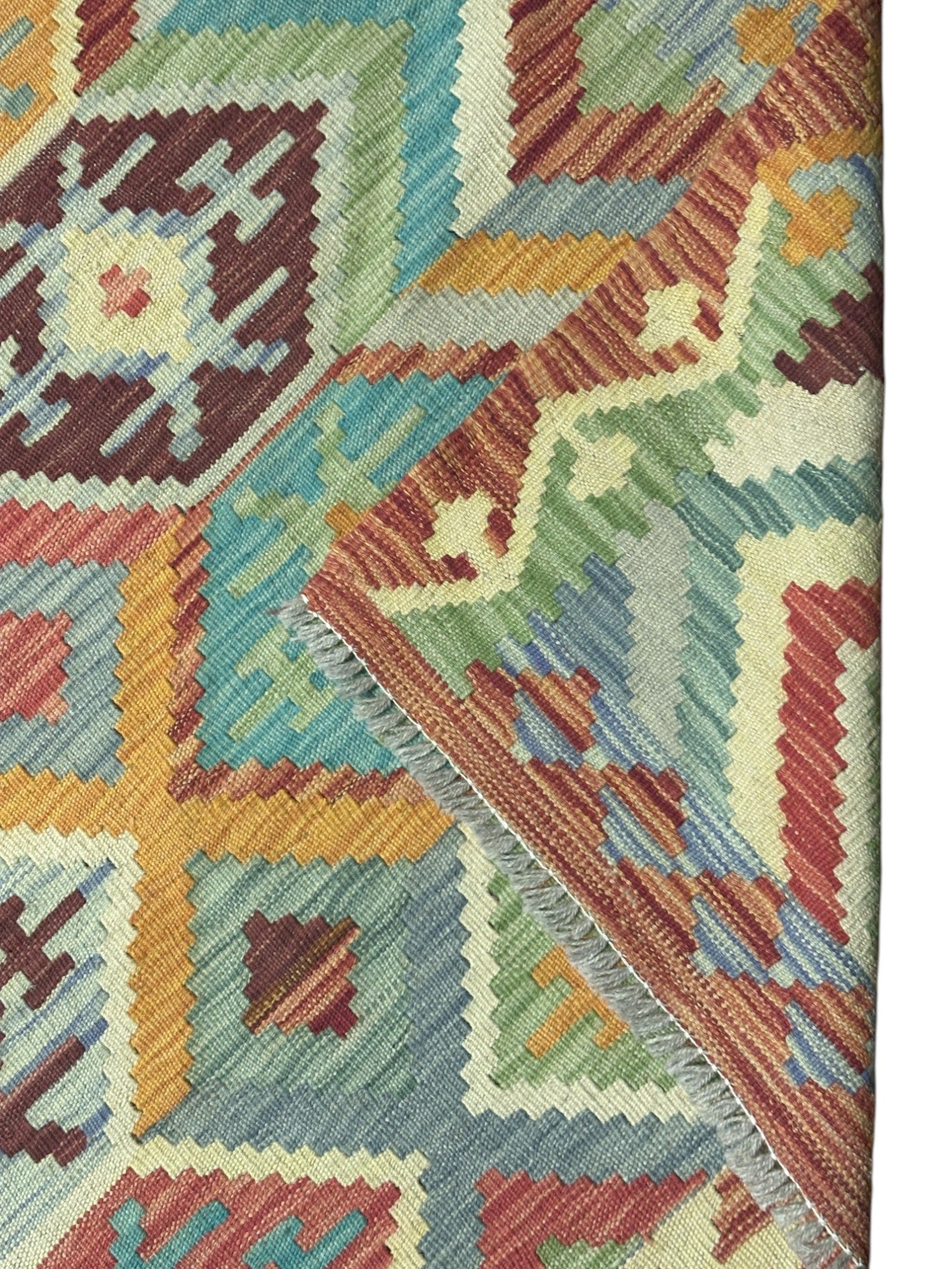 Hand-Woven Afghani Kilim Wool Rug 8'2" x 10'2"
