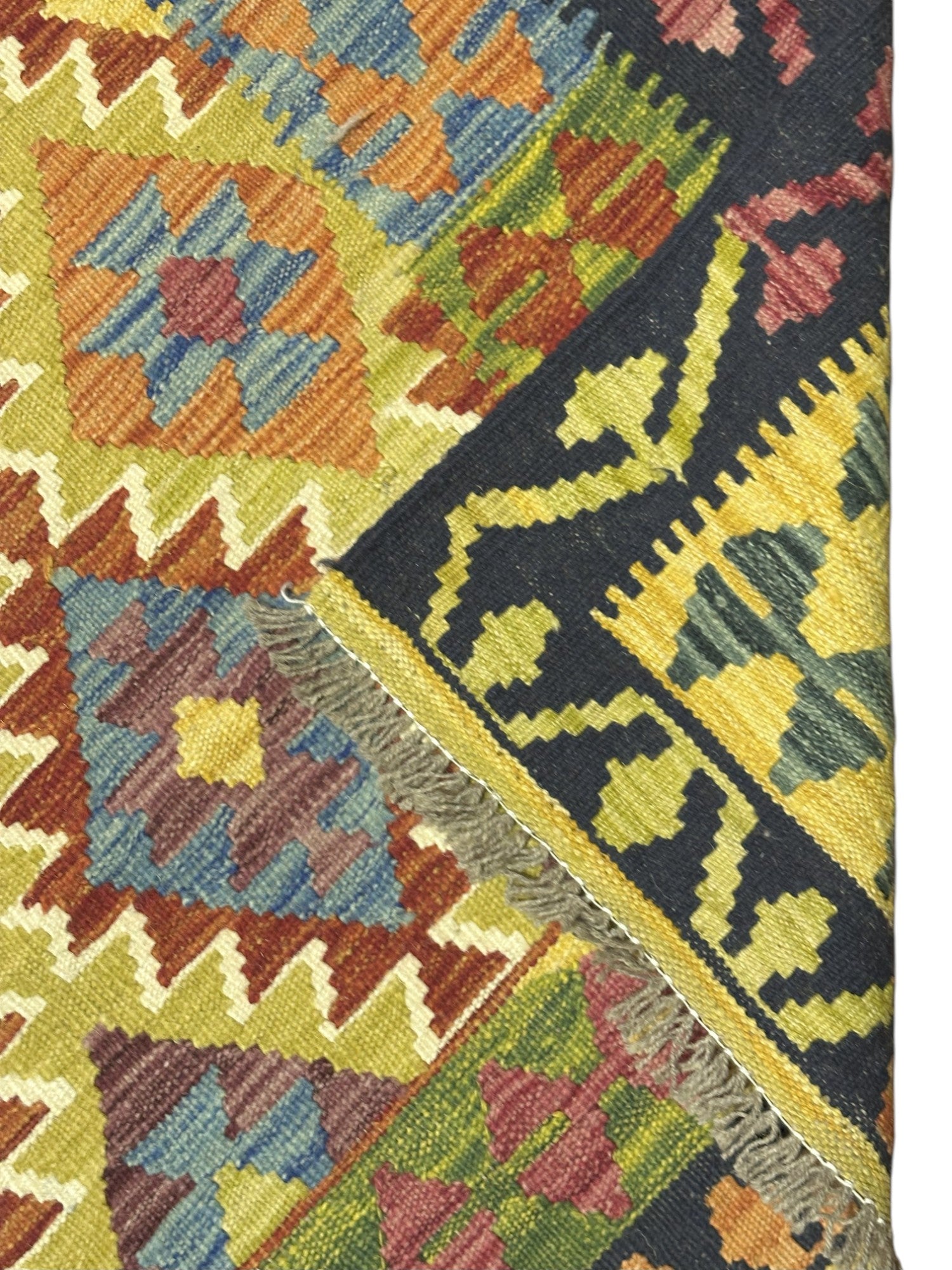Hand-Woven Afghani Kilim Wool Rug 4'11" x 6'8"