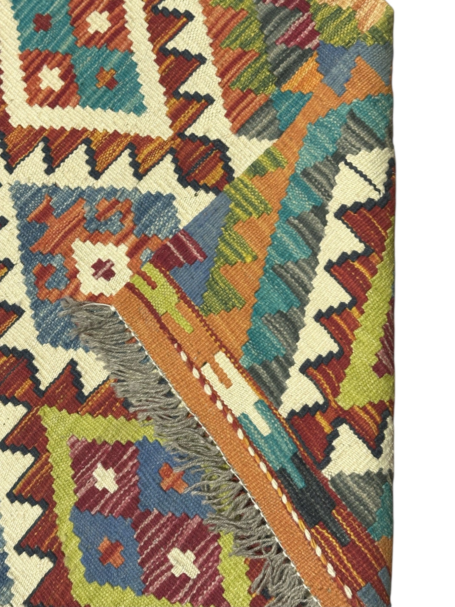 Hand-Woven Afghani Kilim Wool Rug 4'2" x 6'3"
