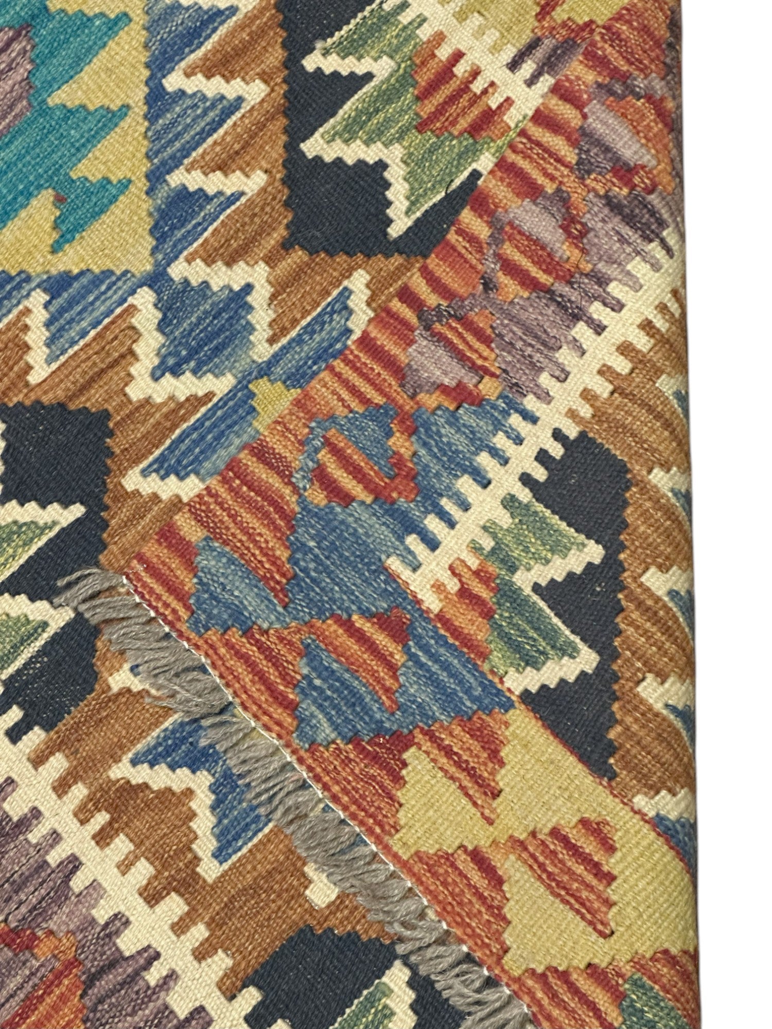 Hand-Woven Afghani Kilim Wool Rug 1'11" x 6'4"