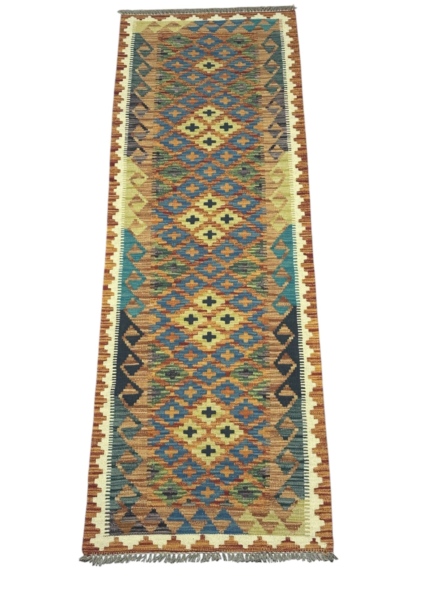 Hand-Woven Afghani Kilim Wool Rug 2'2" x 6'5"