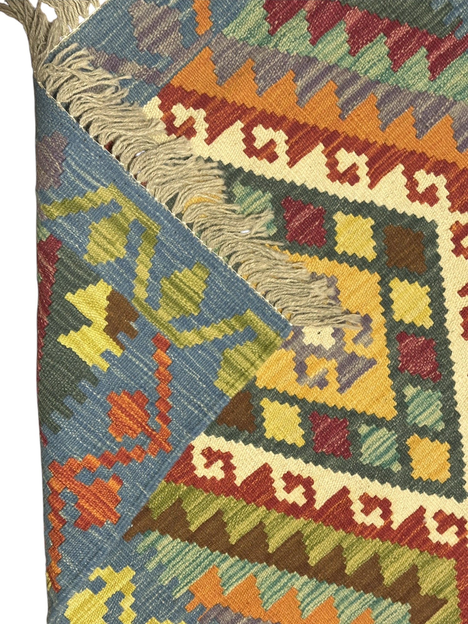 Hand-Woven Afghani Kilim Wool Rug 2'11" x 9'6"