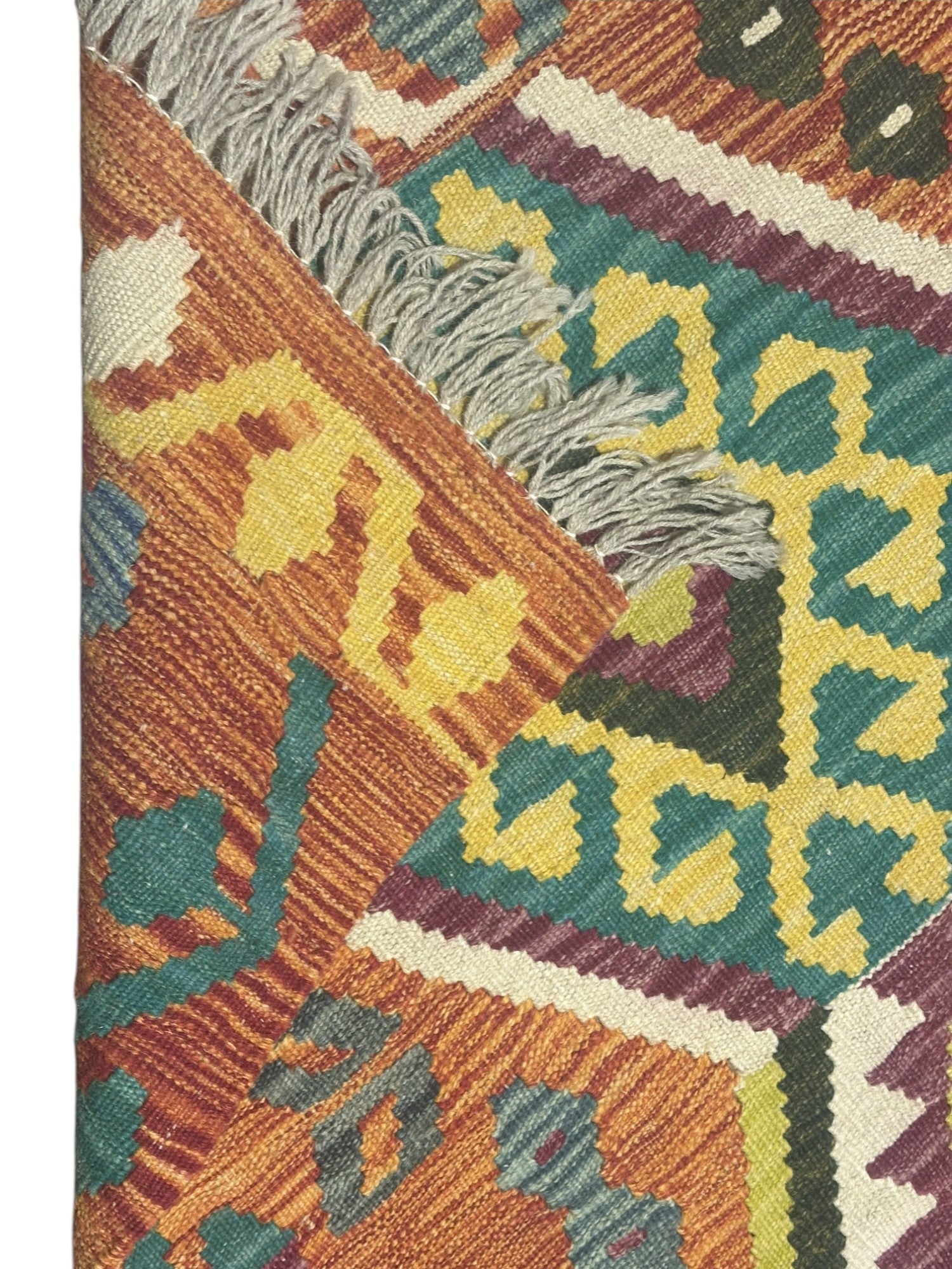Hand-Woven Afghani Kilim Wool Rug 2'7" x 9'10"
