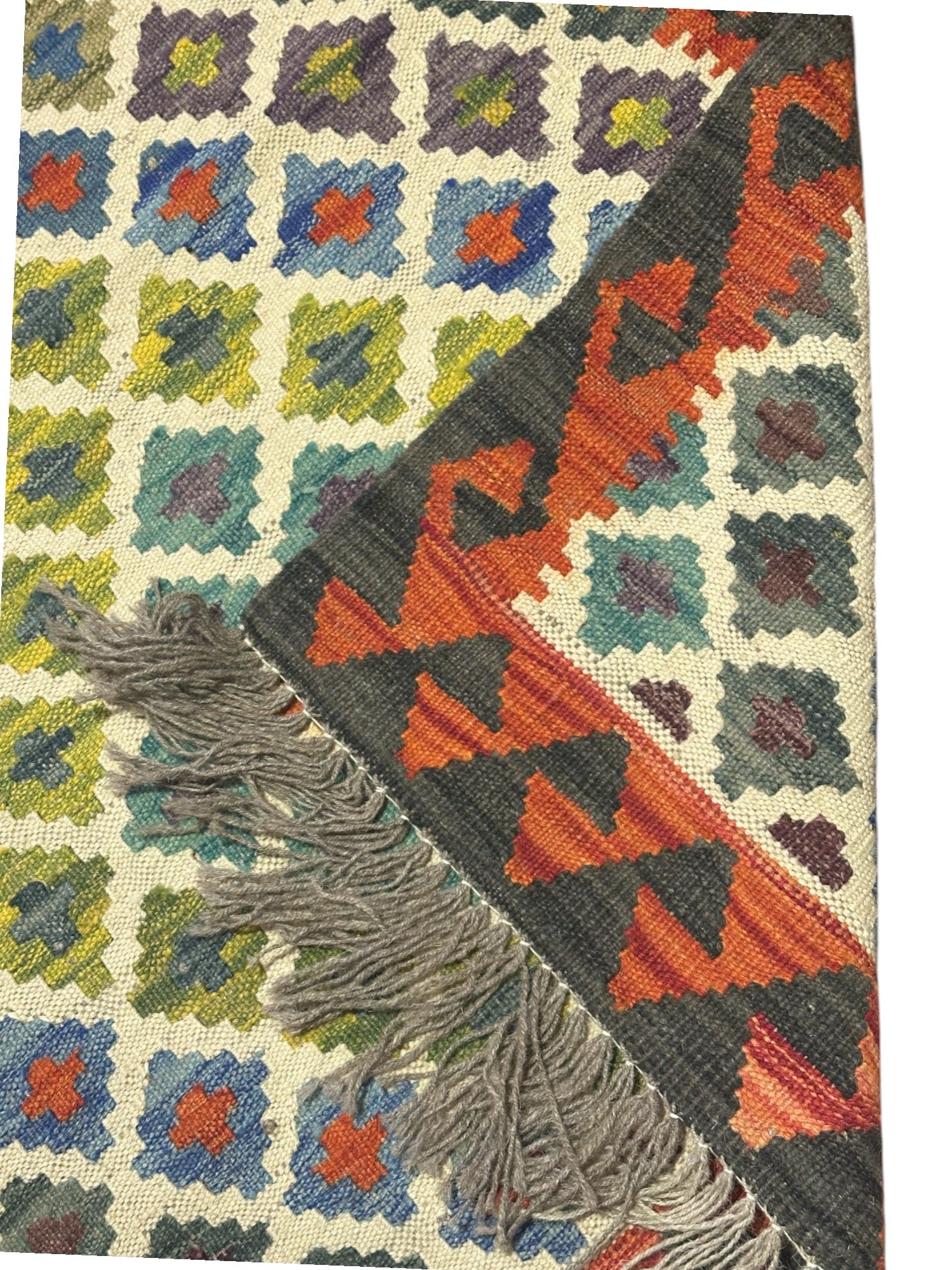 Hand-Woven Afghani Kilim Wool Rug 2'9" x 9'8"