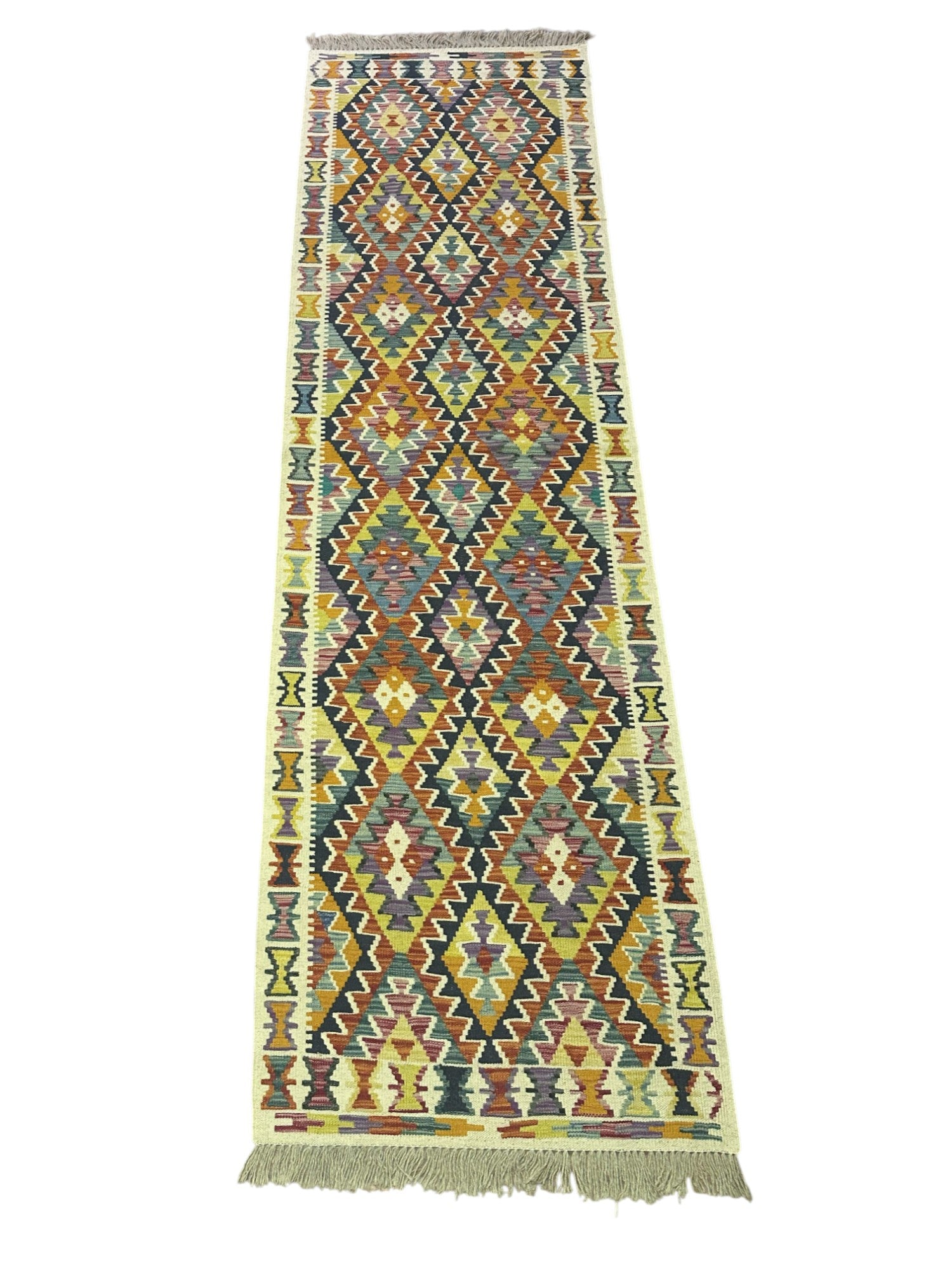 Hand-Woven Afghani Kilim Wool Rug 2'10" x 9'10"