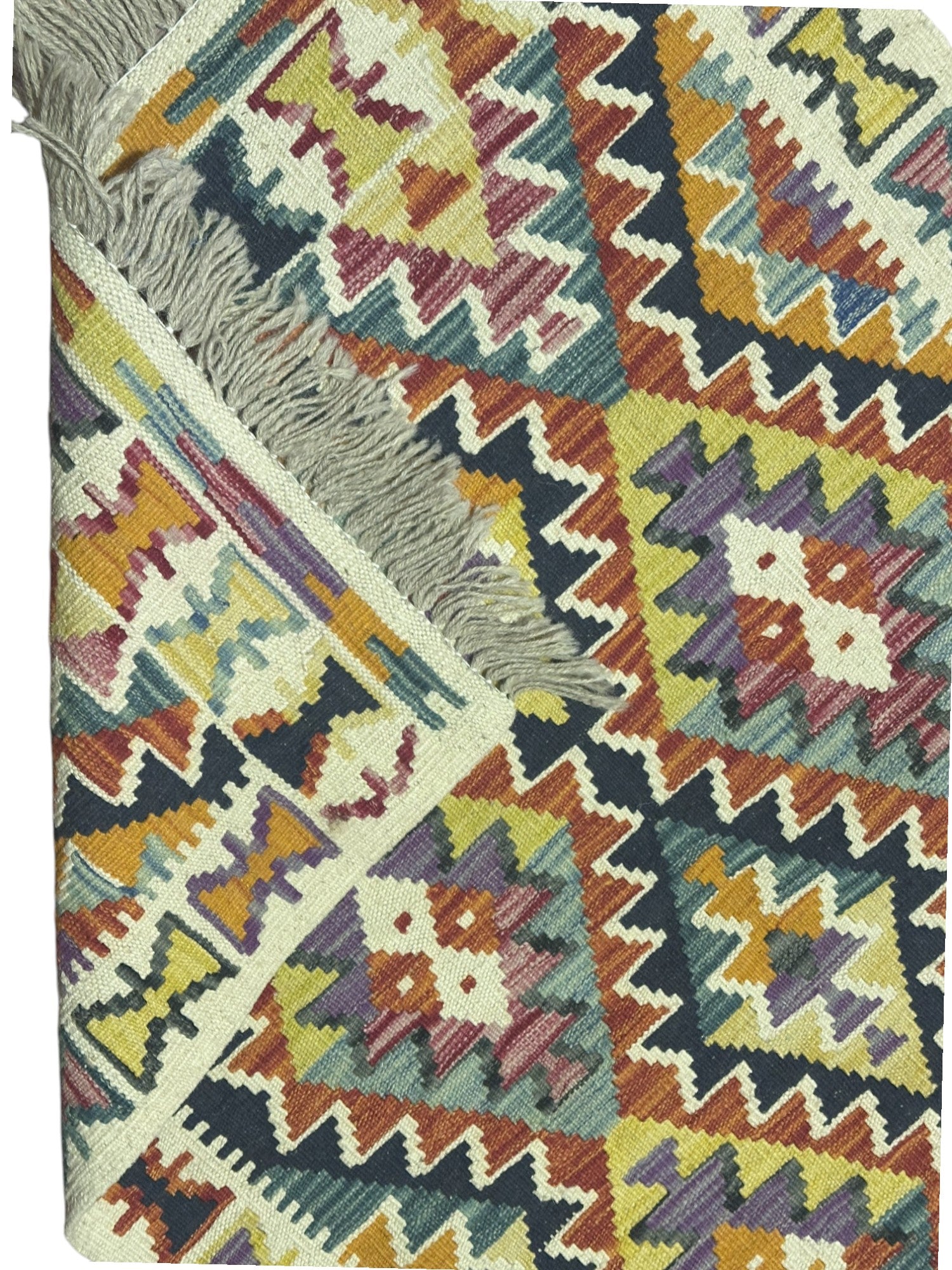 Hand-Woven Afghani Kilim Wool Rug 2'10" x 9'10"