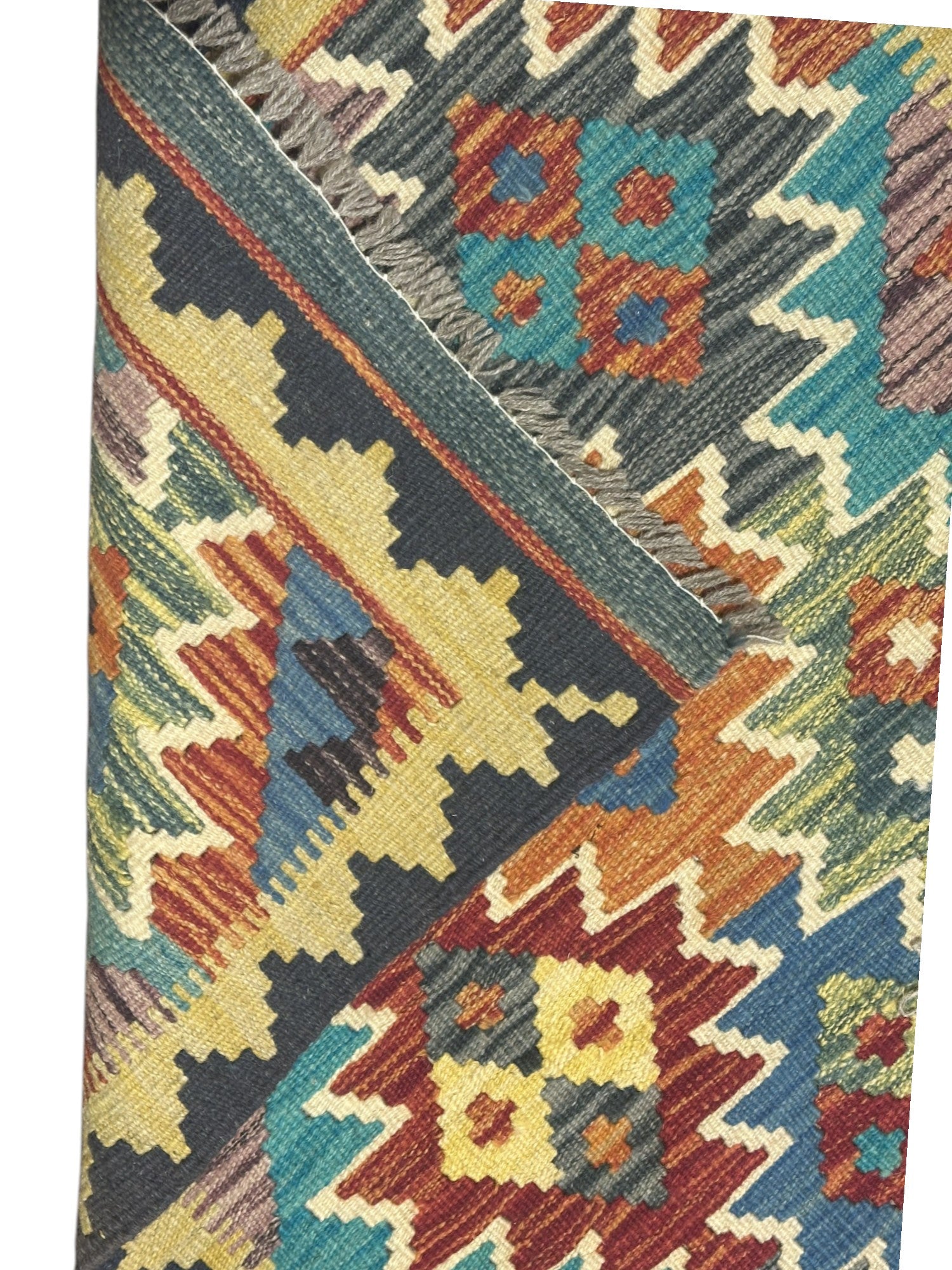 Hand-Woven Afghani Kilim Wool Rug 2'2" x 6'7"