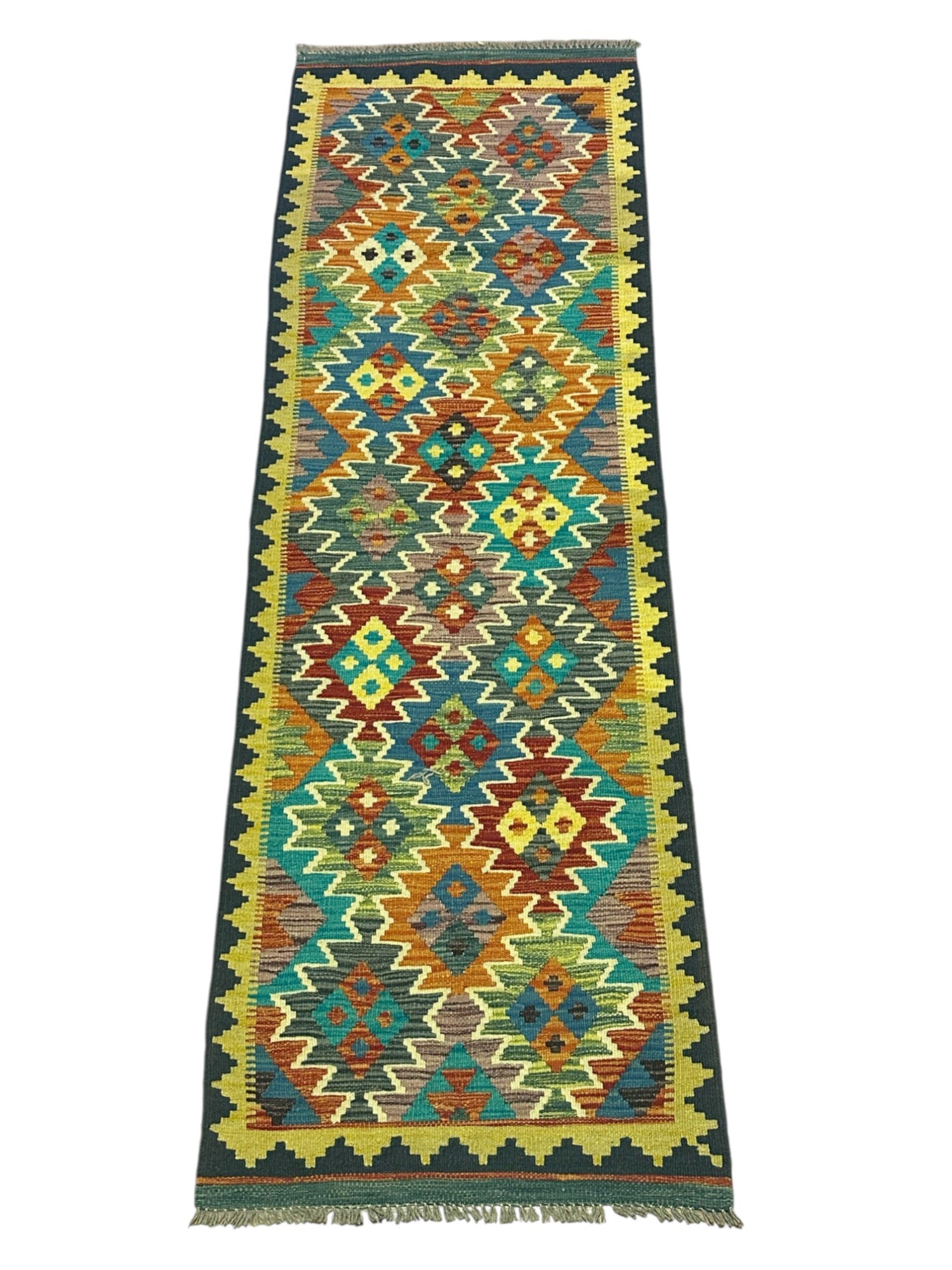 Hand-Woven Afghani Kilim Wool Rug 2'2" x 6'7"