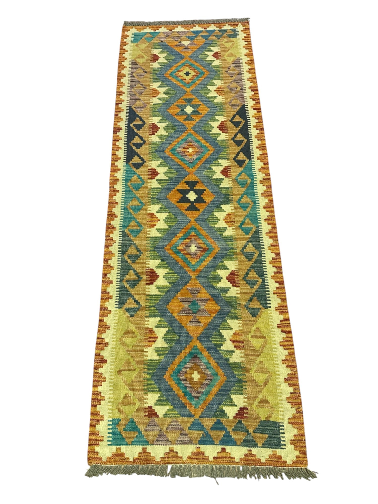 Hand-Woven Afghani Kilim Wool Rug 2'1" x 6'3"