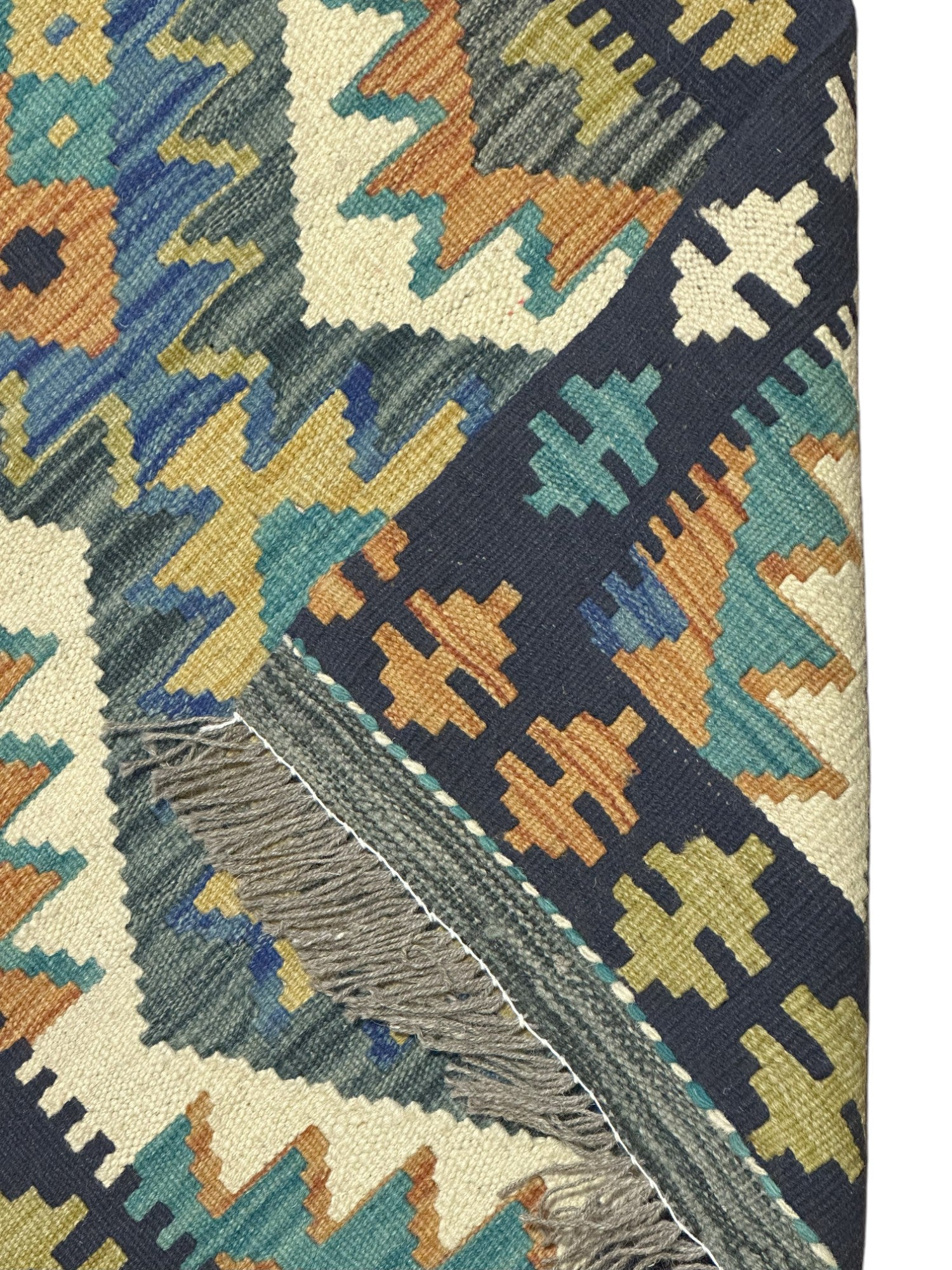 Hand-Woven Afghani Kilim Wool Rug 2' x 6'5"