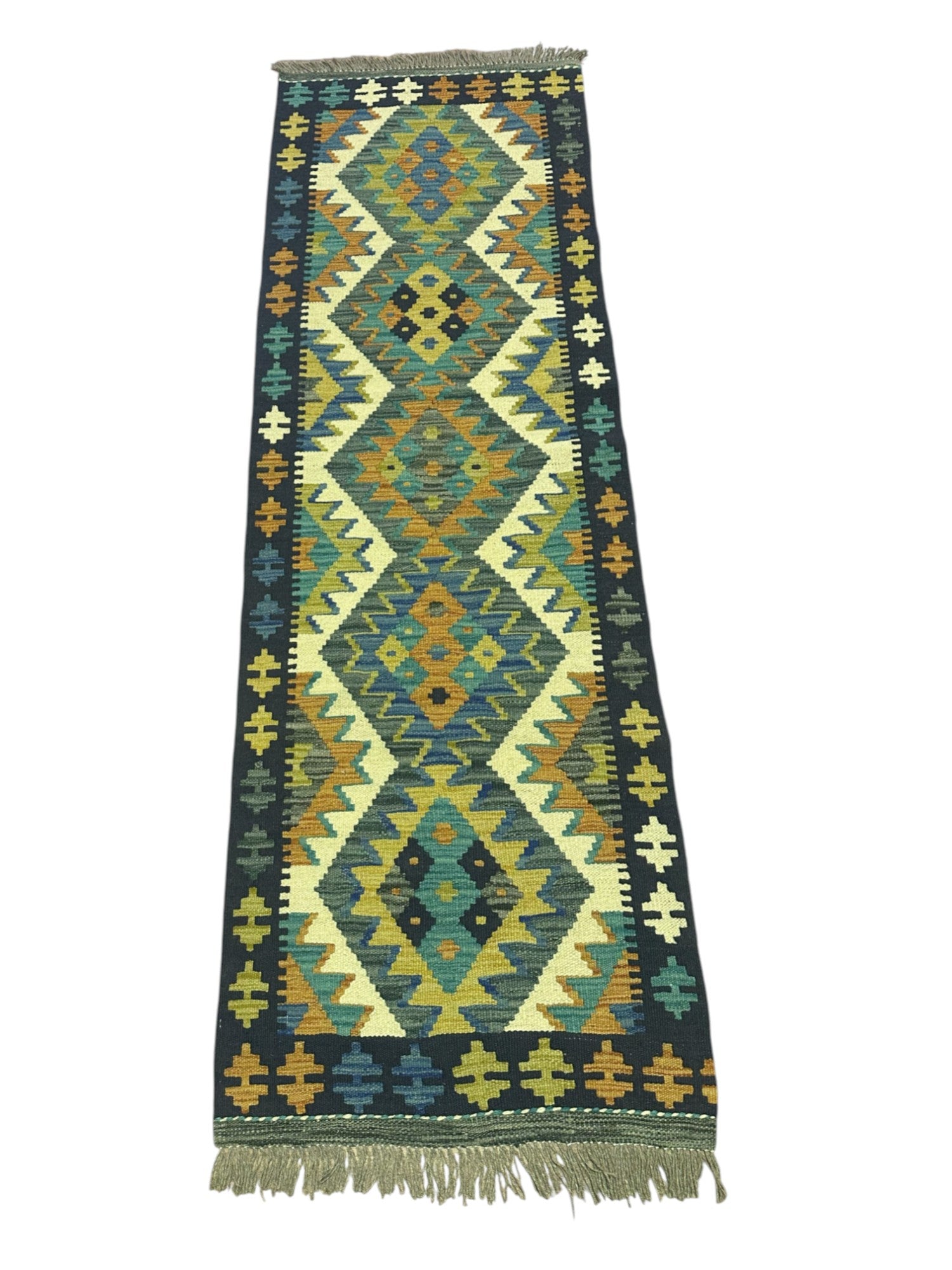Hand-Woven Afghani Kilim Wool Rug 2' x 6'5"