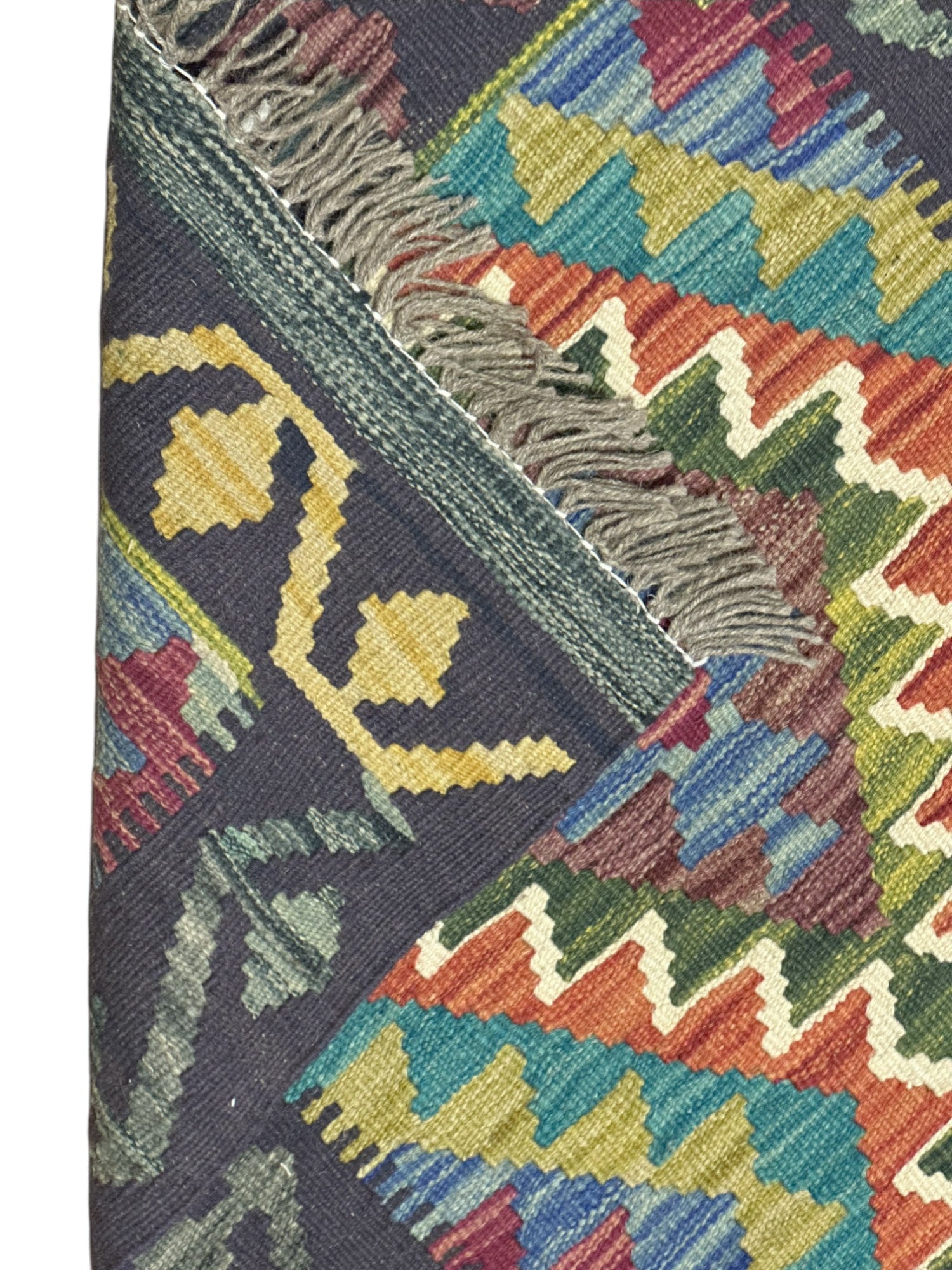 Hand-Woven Afghani Kilim Wool Rug 2' x 6'4"