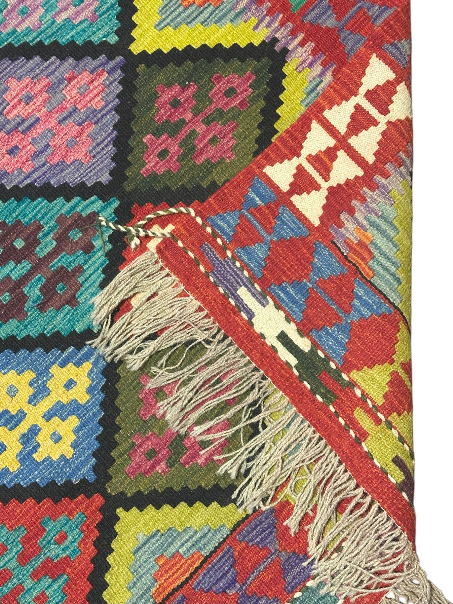 Hand-Woven Afghani Kilim Wool Rug 4'9" x 6'7"