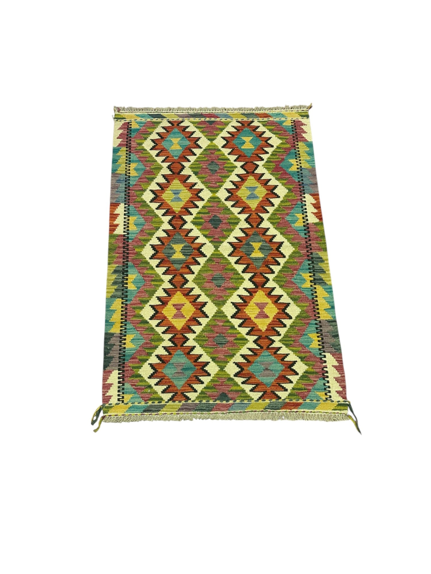 Hand-Woven Afghani Kilim Wool Rug 2'8" x 4'