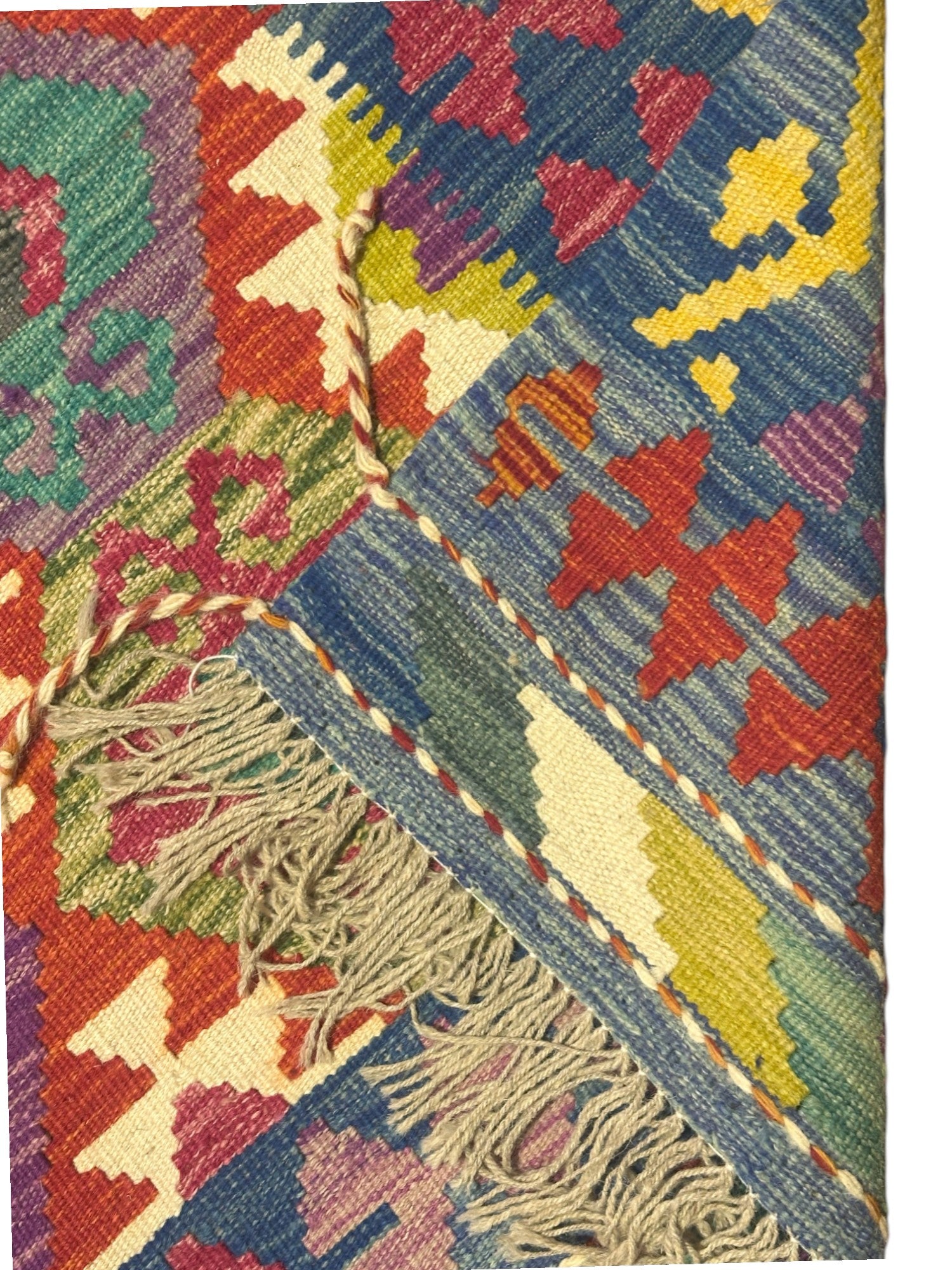 Hand-Woven Afghani Kilim Wool Rug 4'9" x 6'6"