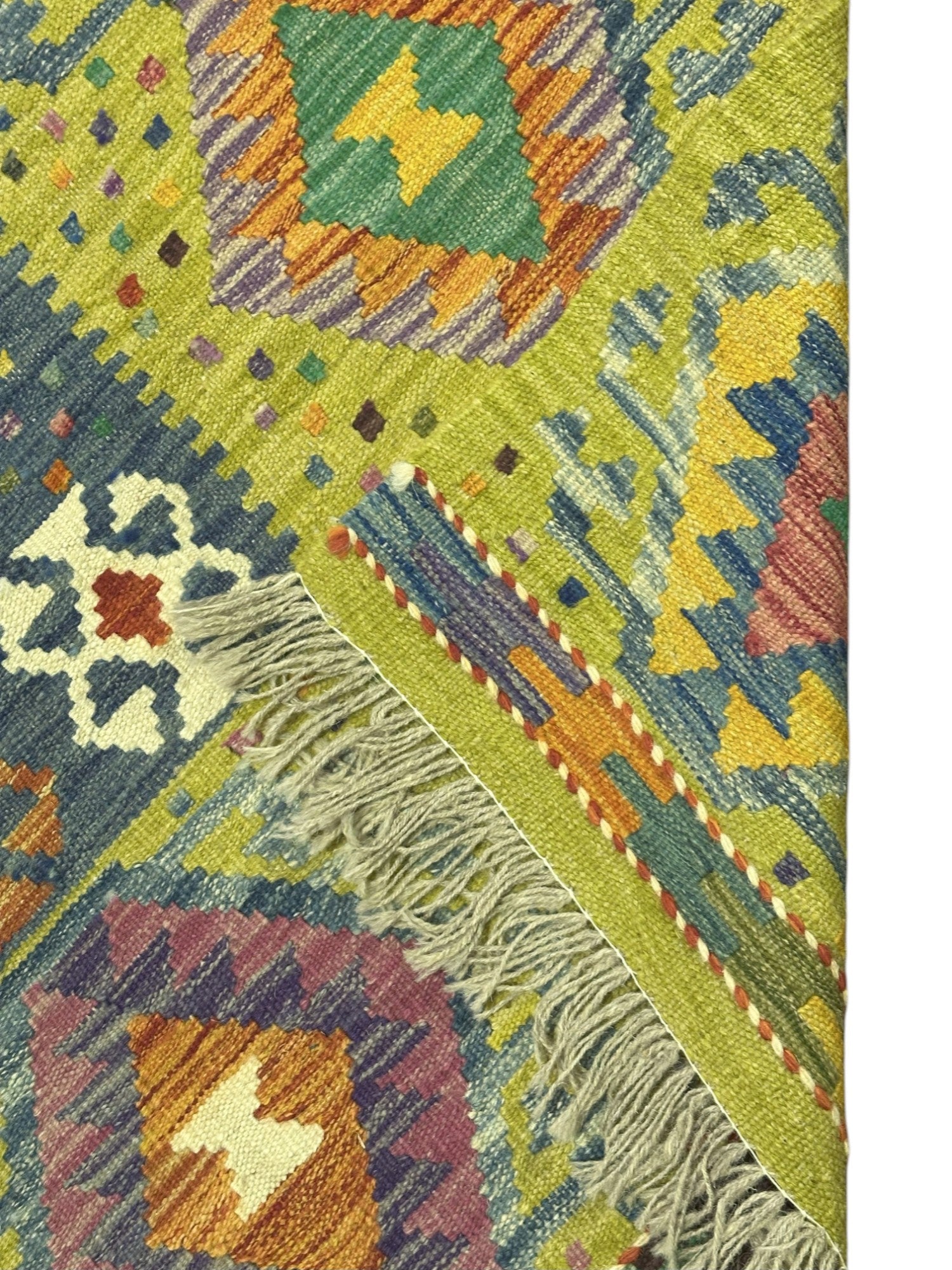 Hand-Woven Afghani Kilim Wool Rug 5'3" x 7'3"