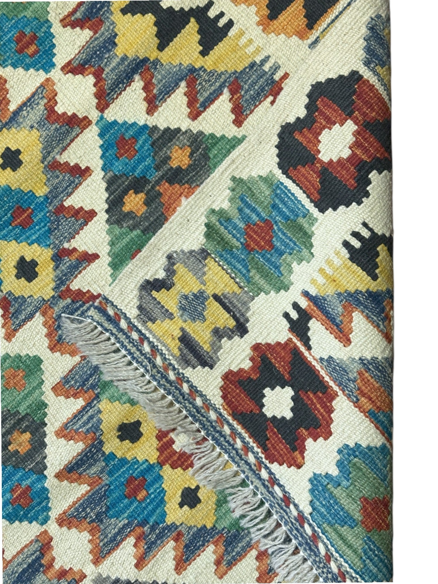 Hand-Woven Afghani Kilim Wool Rug 2'11" x 4'2"