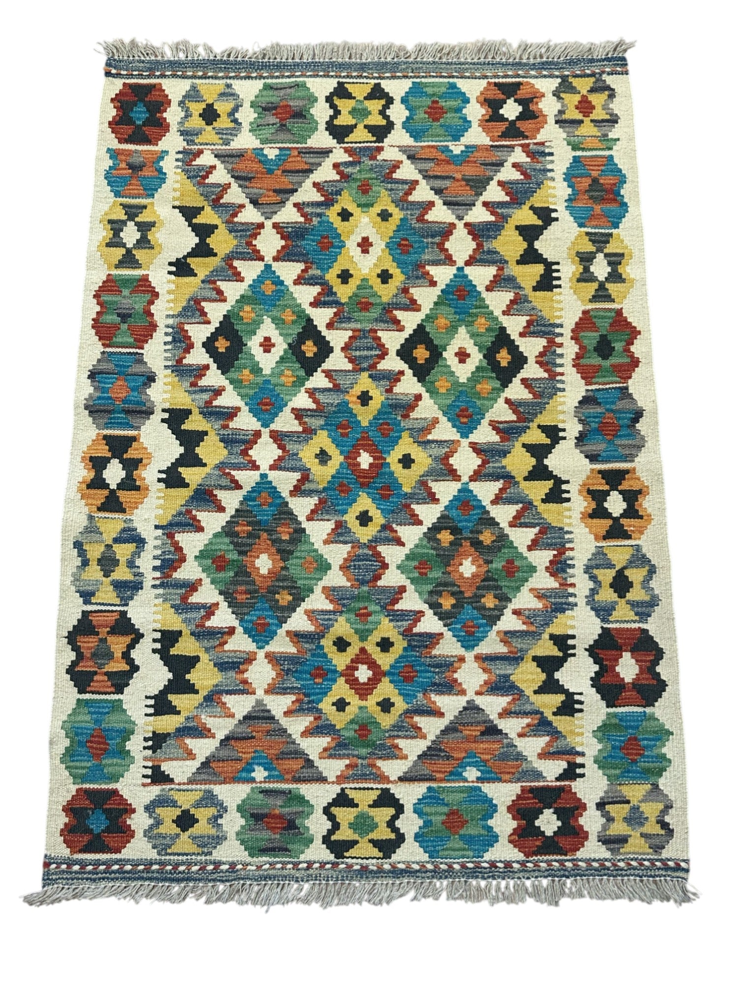 Hand-Woven Afghani Kilim Wool Rug 2'11" x 4'2"