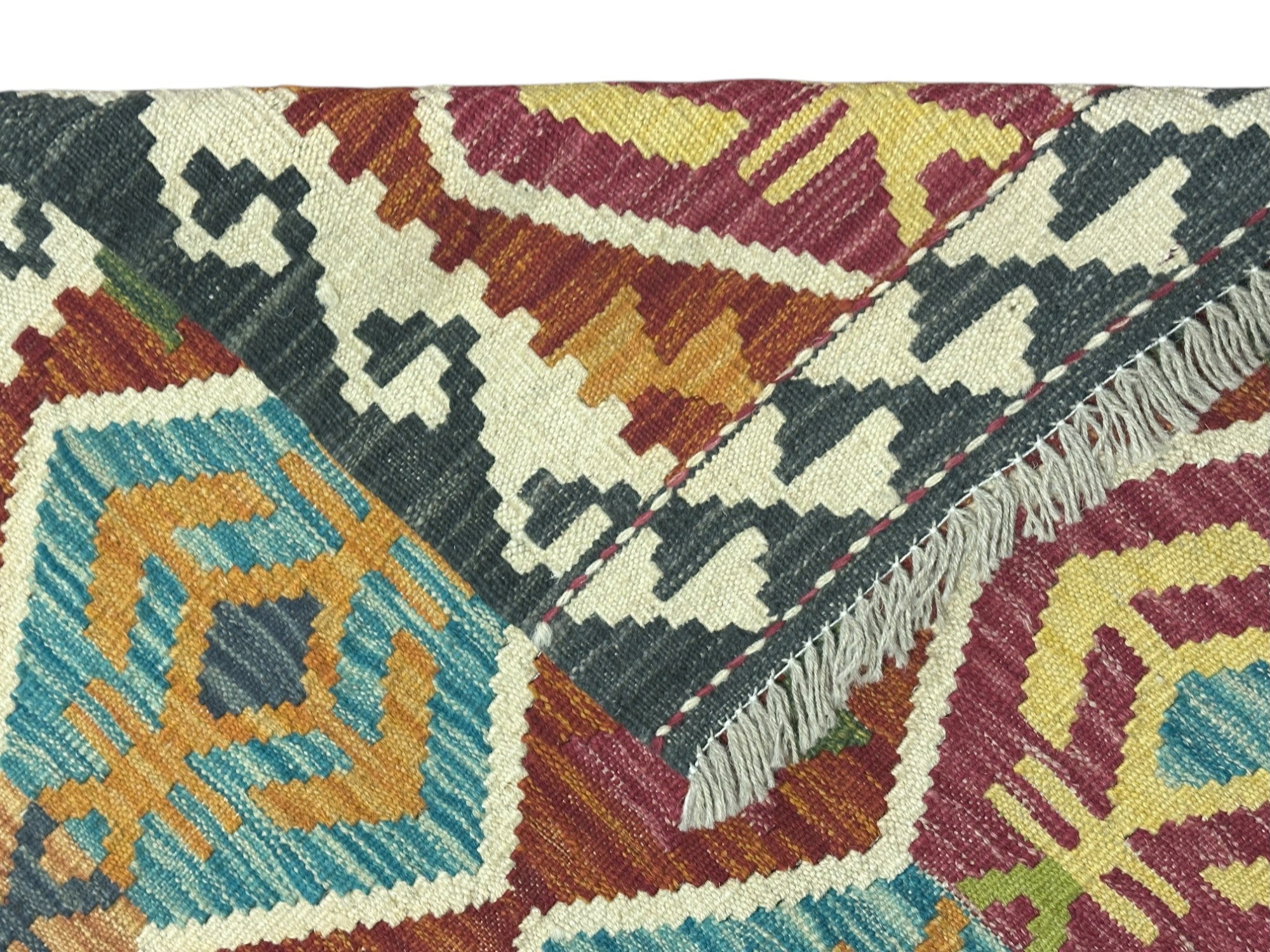 Hand-Woven Afghani Kilim Wool Rug 2'9" x 9'9"