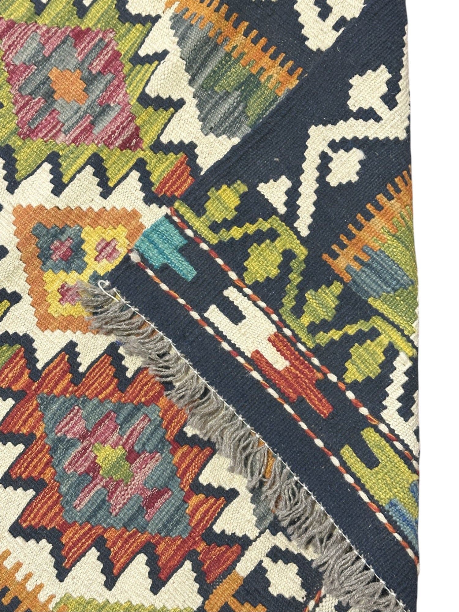 Hand-Woven Afghani Kilim Wool Rug 2'8" x 7'10"