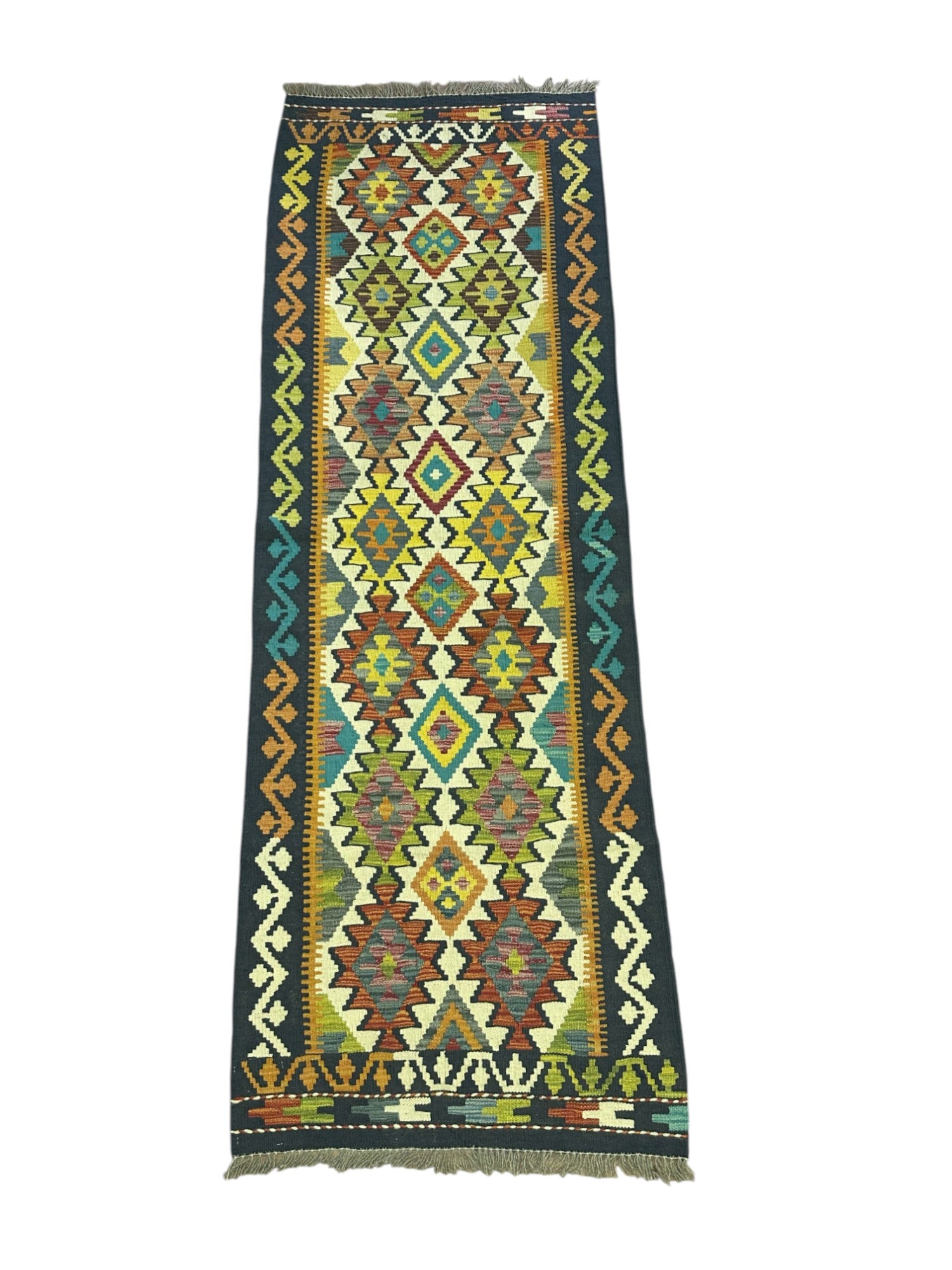 Hand-Woven Afghani Kilim Wool Rug 2'8" x 7'10"