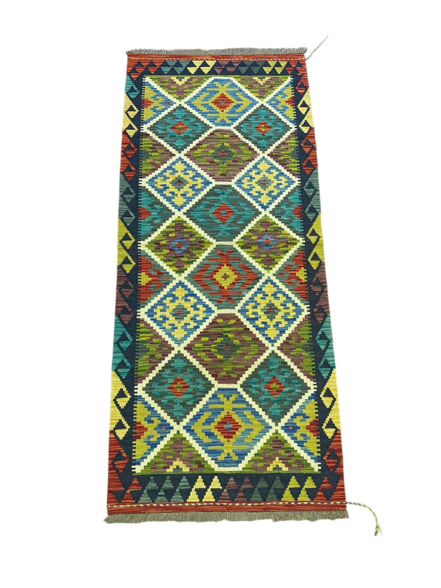 Hand-Woven Afghani Kilim Wool Rug 2'10" x 6'6"