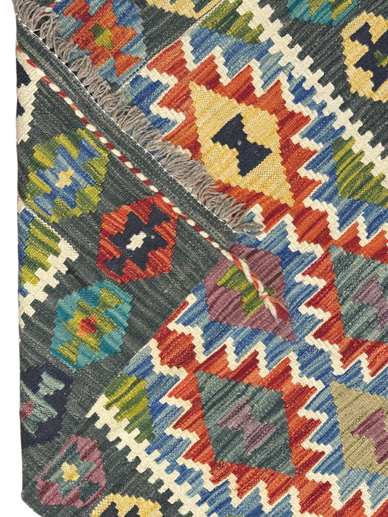 Hand-Woven Afghani Kilim Wool Rug 2'9" x 6'11"