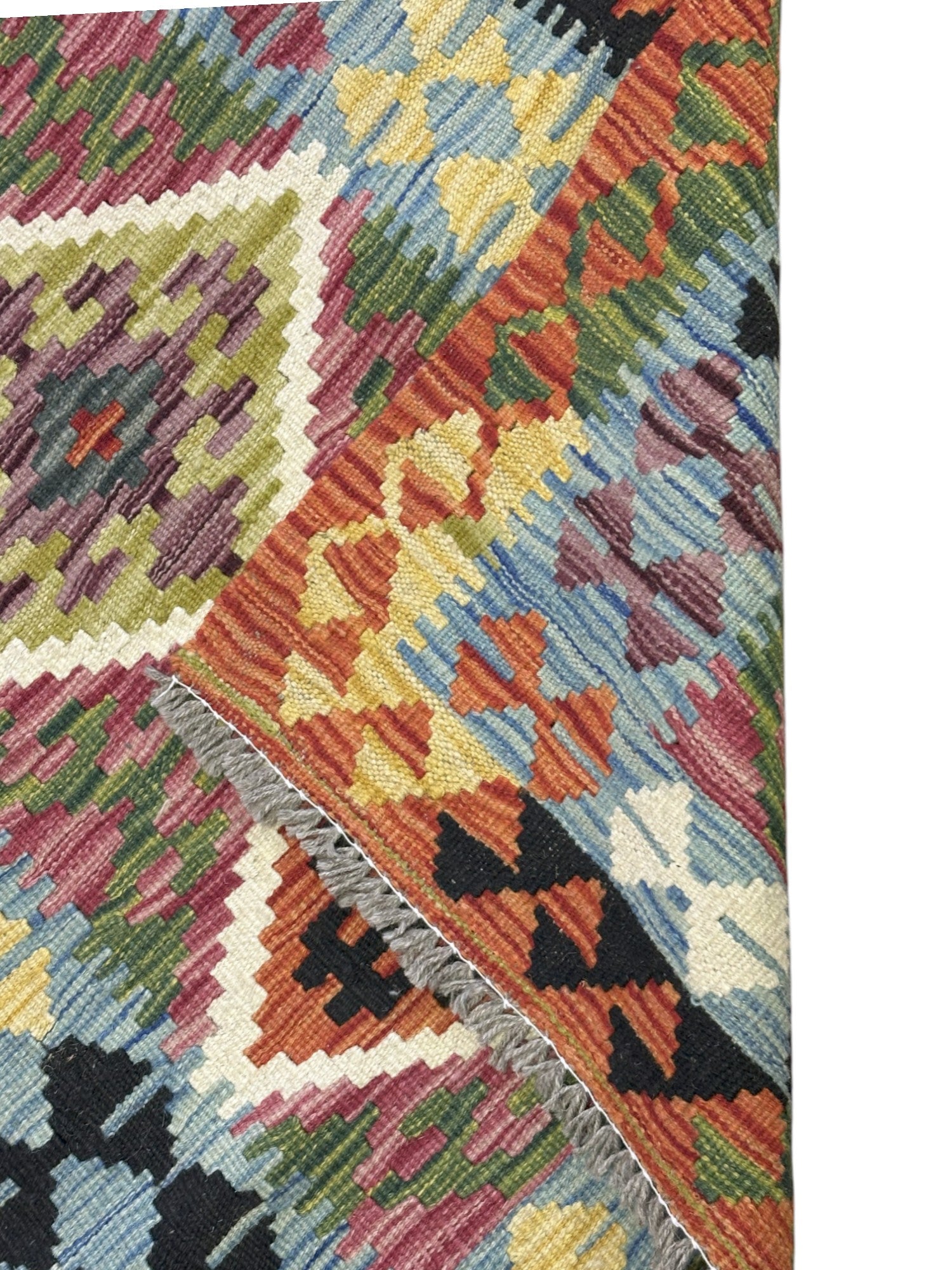 Hand-Woven Afghani Kilim Wool Rug 2'10" x 4'4"