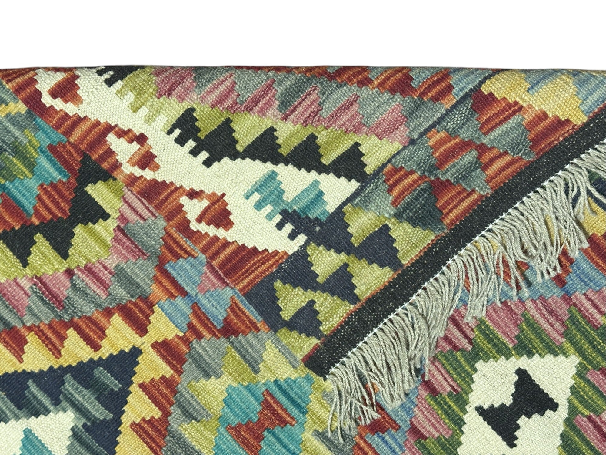 Hand-Woven Afghani Kilim Wool Rug 2'9" x 4'2"