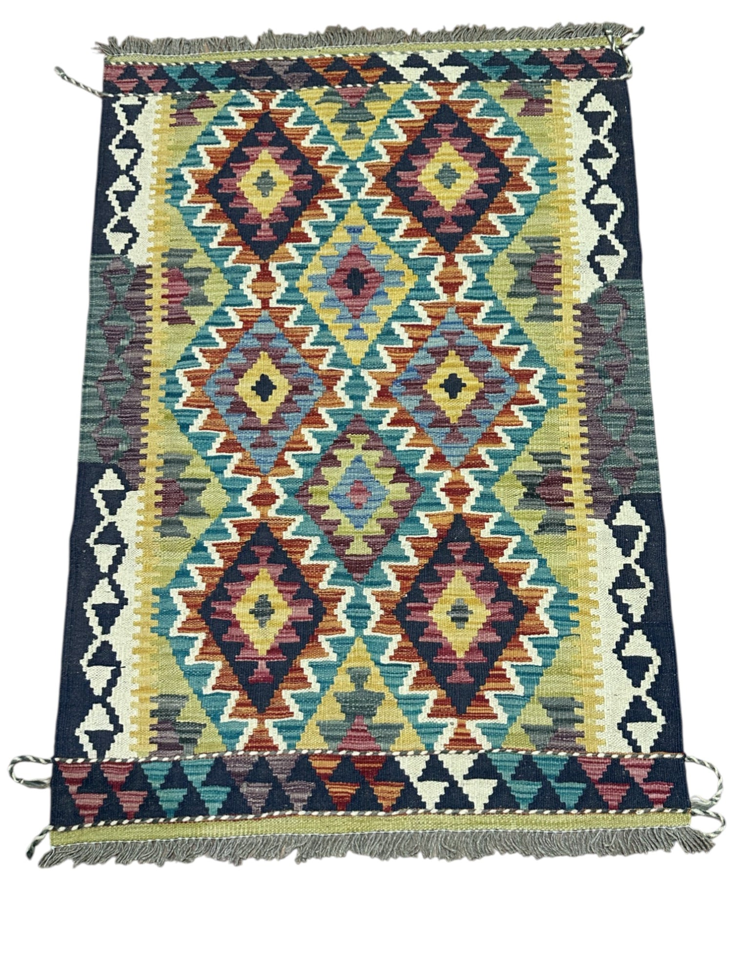 Hand-Woven Afghani Kilim Wool Rug 2'9" x 4'1"