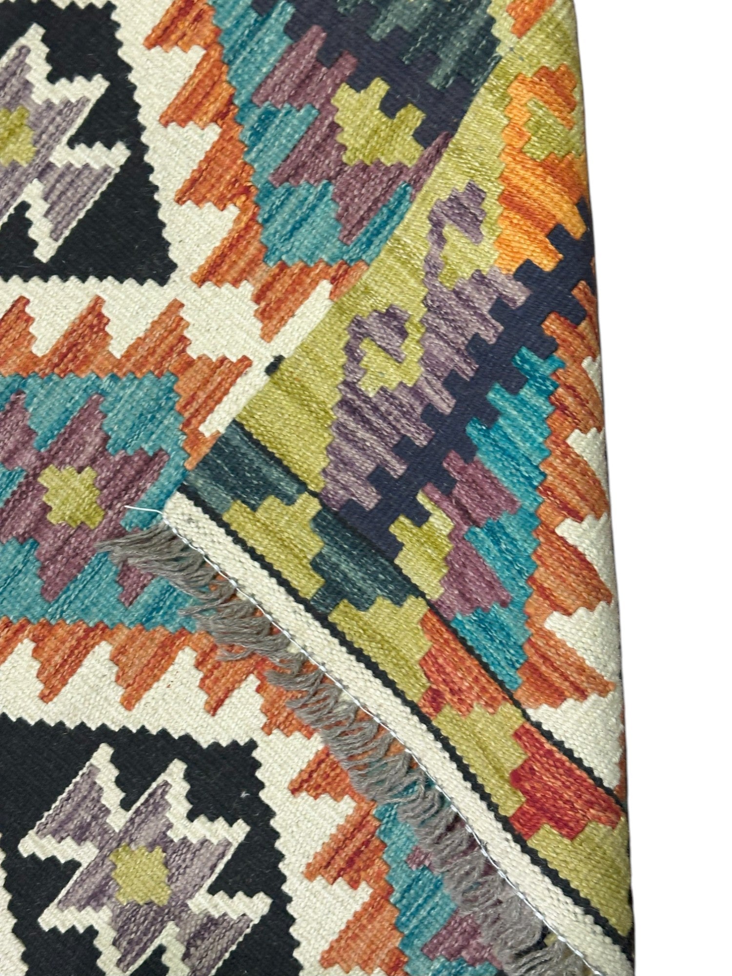 Hand-Woven Afghani Kilim Wool Rug 2'8" x 4'