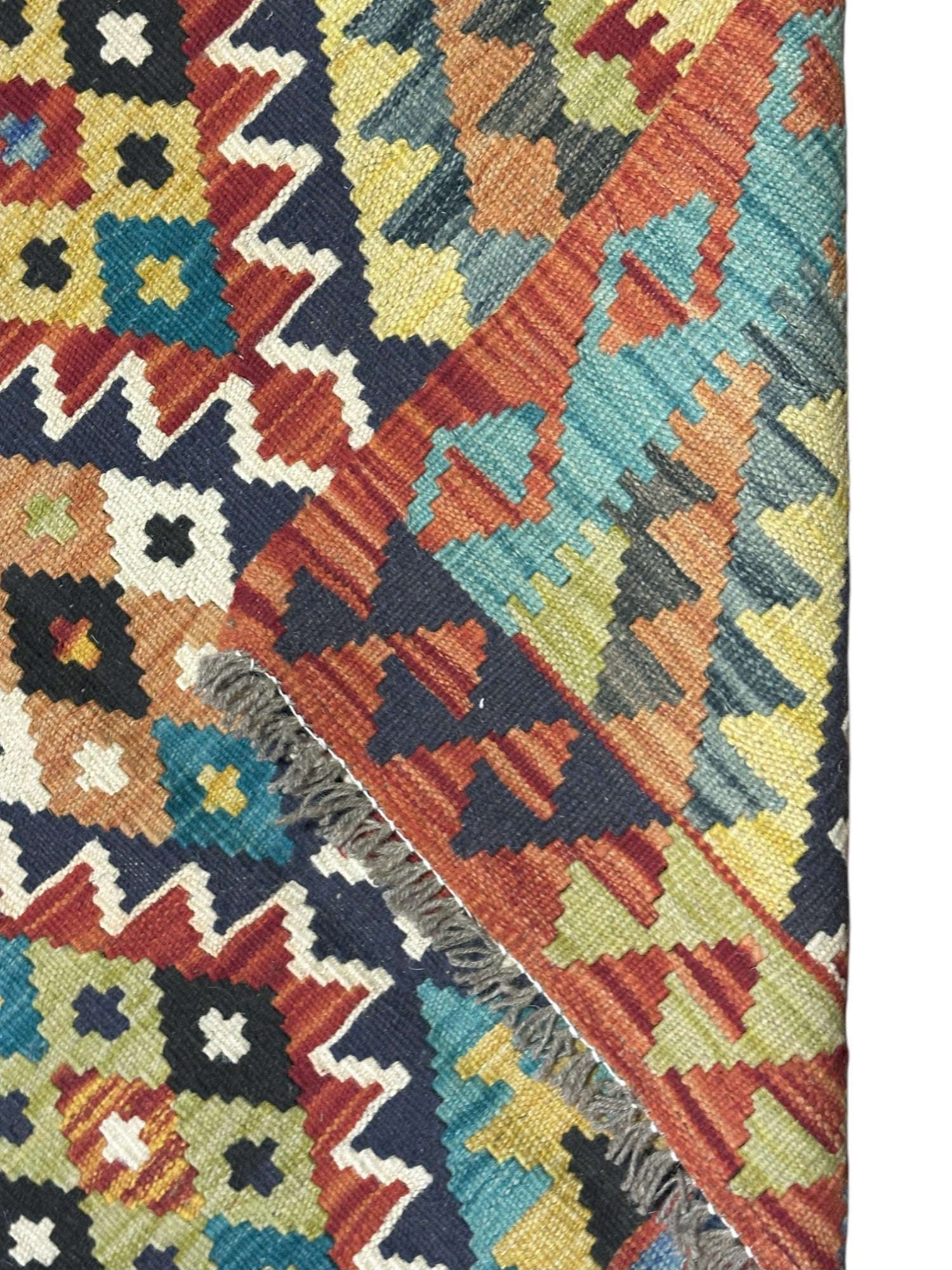 Hand-Woven Afghani Kilim Wool Rug 2'11" x 6'7"