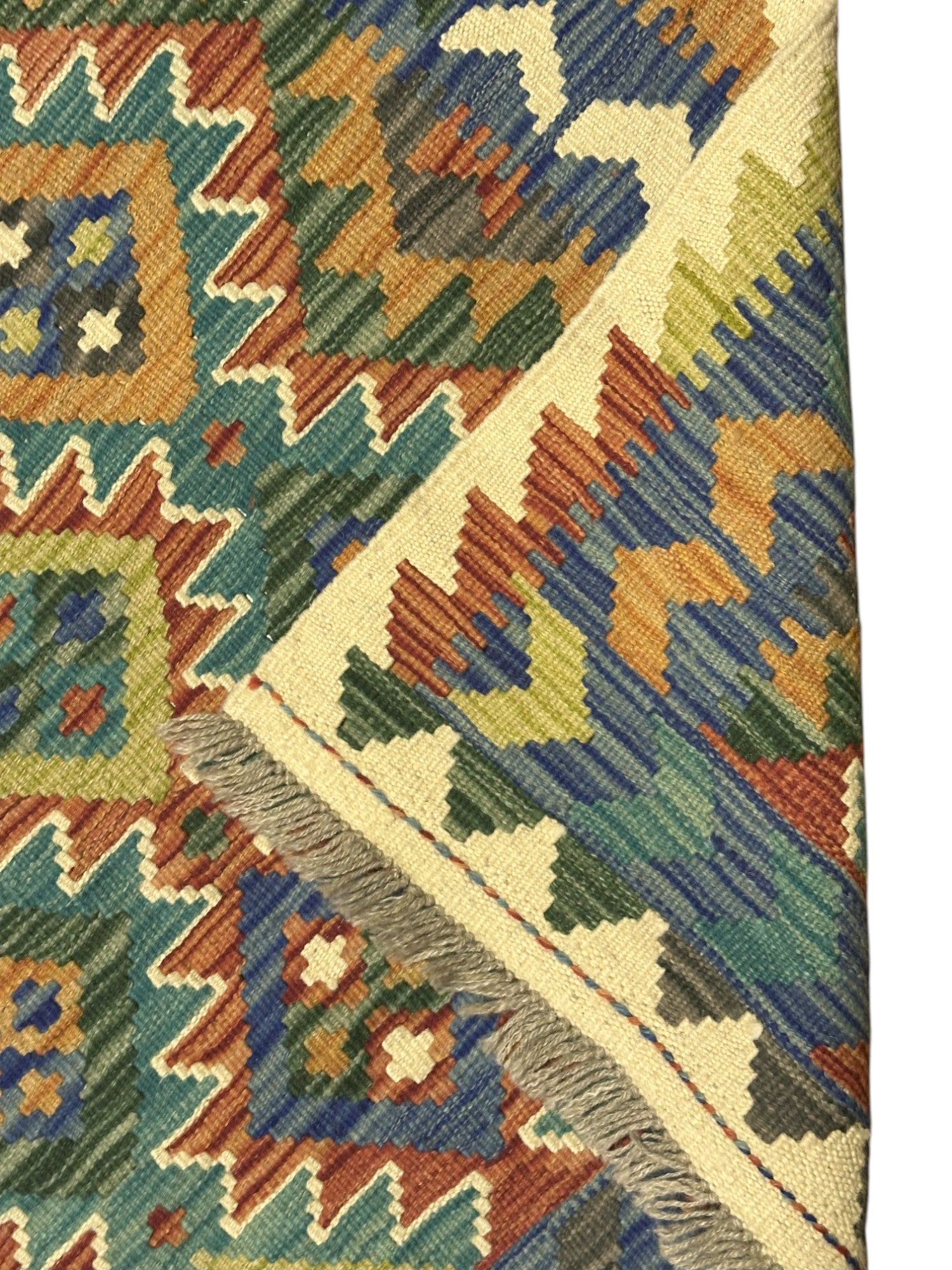 Hand-Woven Afghani Kilim Wool Rug 3'2" x 5'