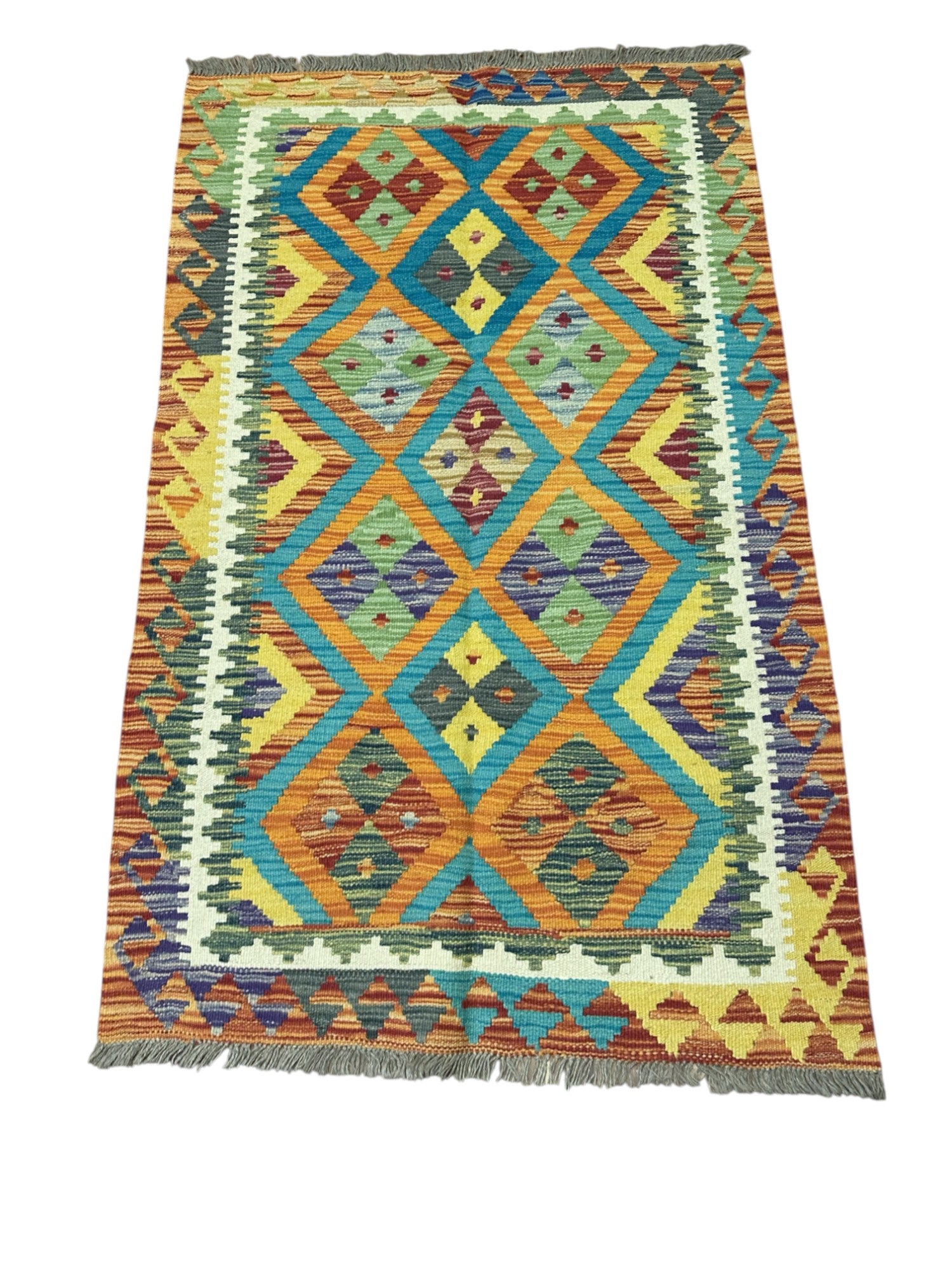 Hand-Woven Afghani Kilim Wool Rug 3'2" x 5'1"