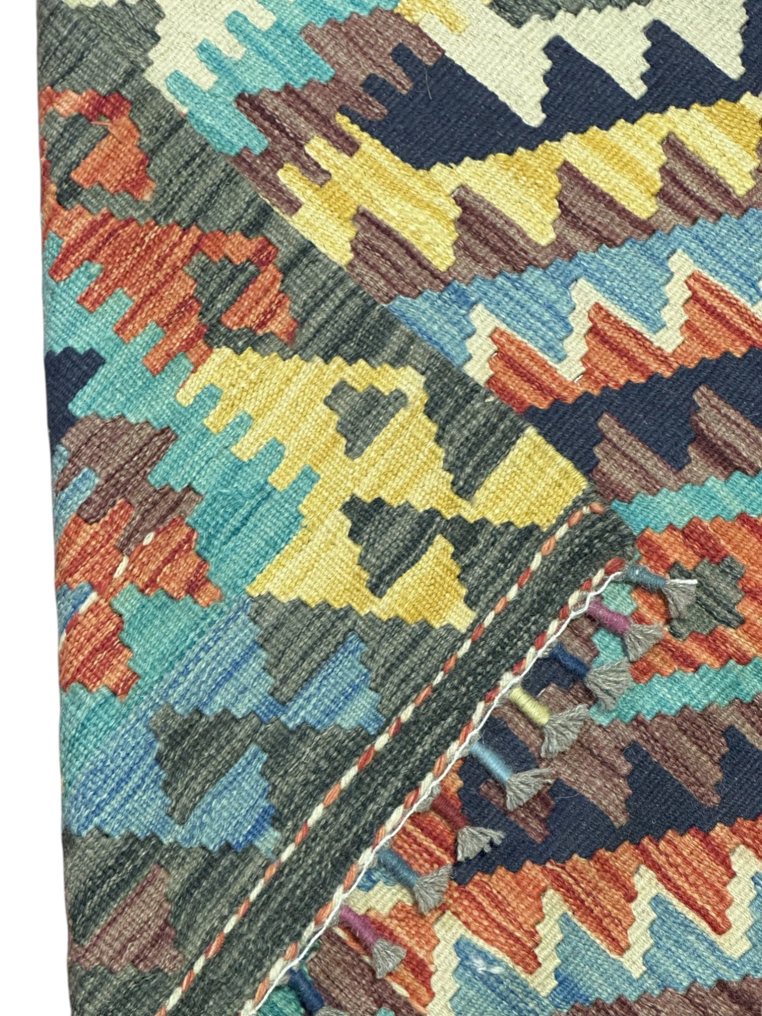 Hand-Woven Afghani Kilim Wool Rug 2'11" x 4'4"