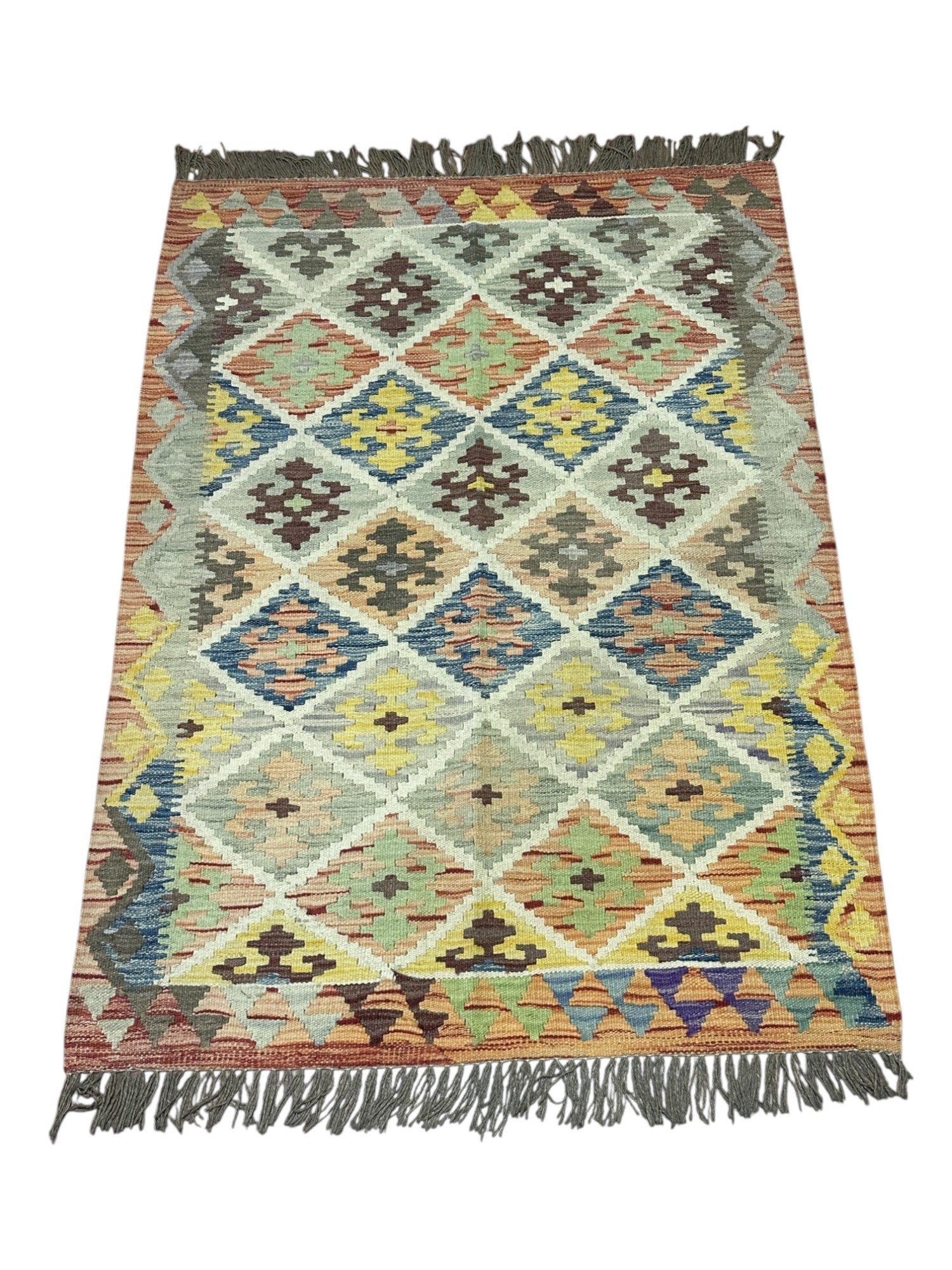 Hand-Woven Afghani Kilim Wool Rug 3'5" x 4'8"