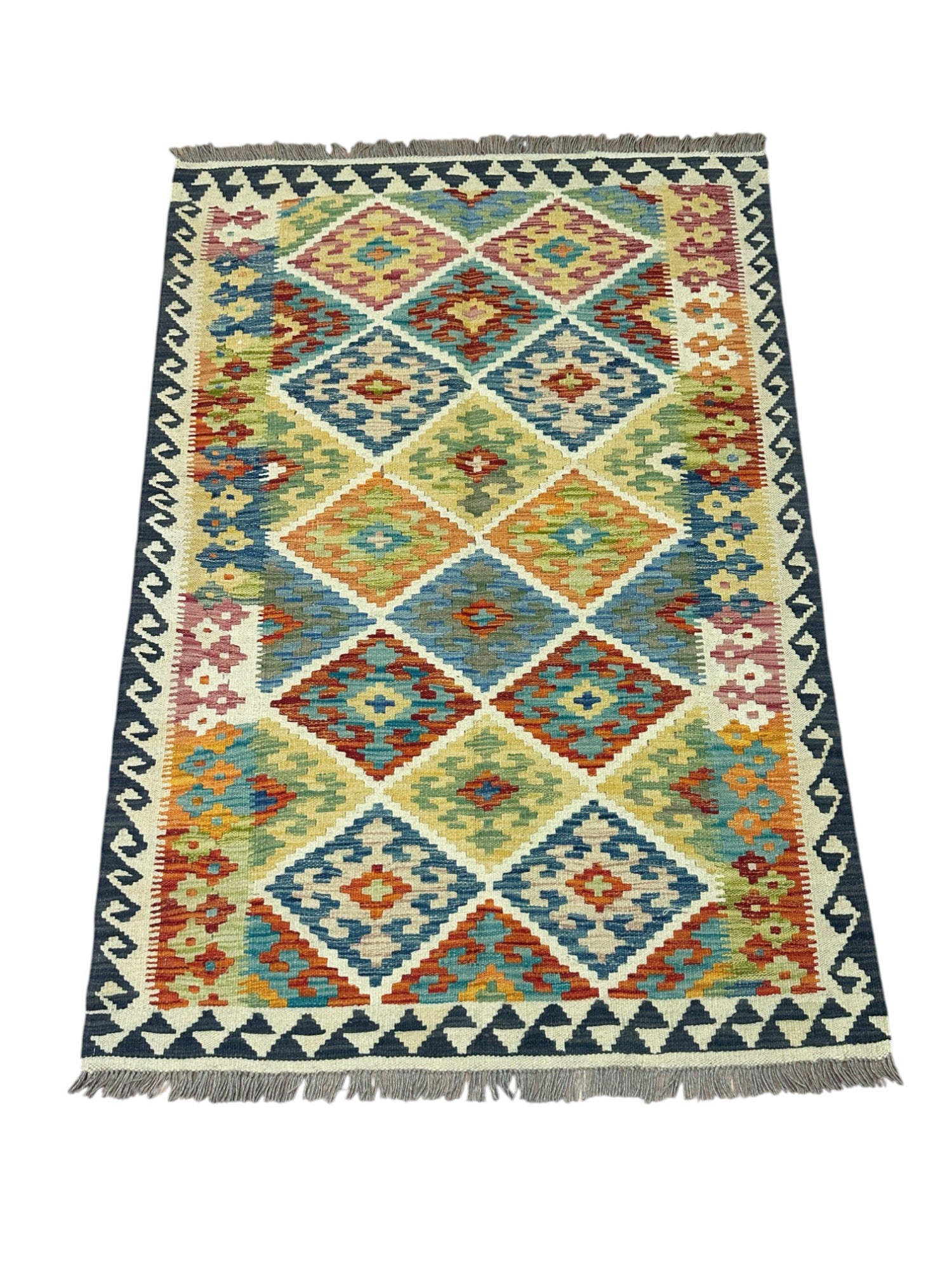 Hand-Woven Afghani Kilim Wool Rug 3'5" x 5'