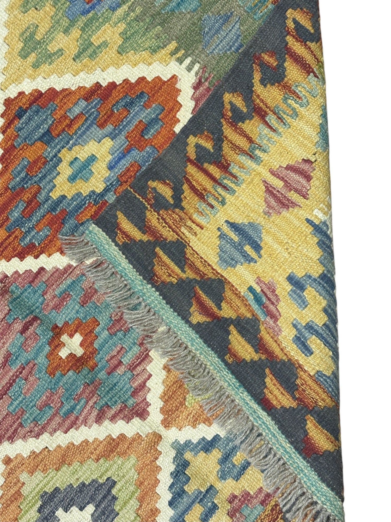 Hand-Woven Afghani Kilim Wool Rug 3'5" x 5'2"