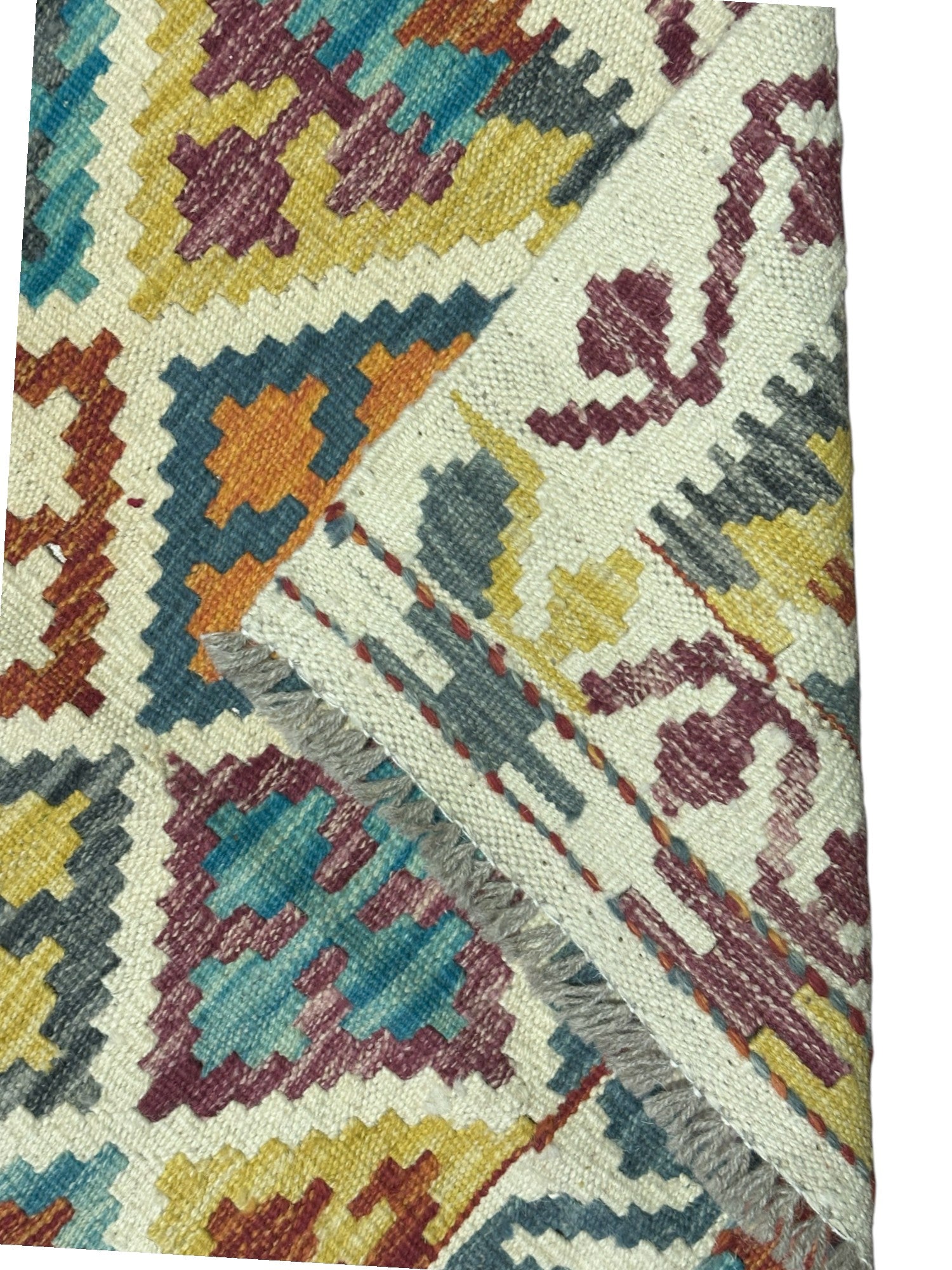 Hand-Woven Afghani Kilim Wool Rug 2'9" x 3'9"