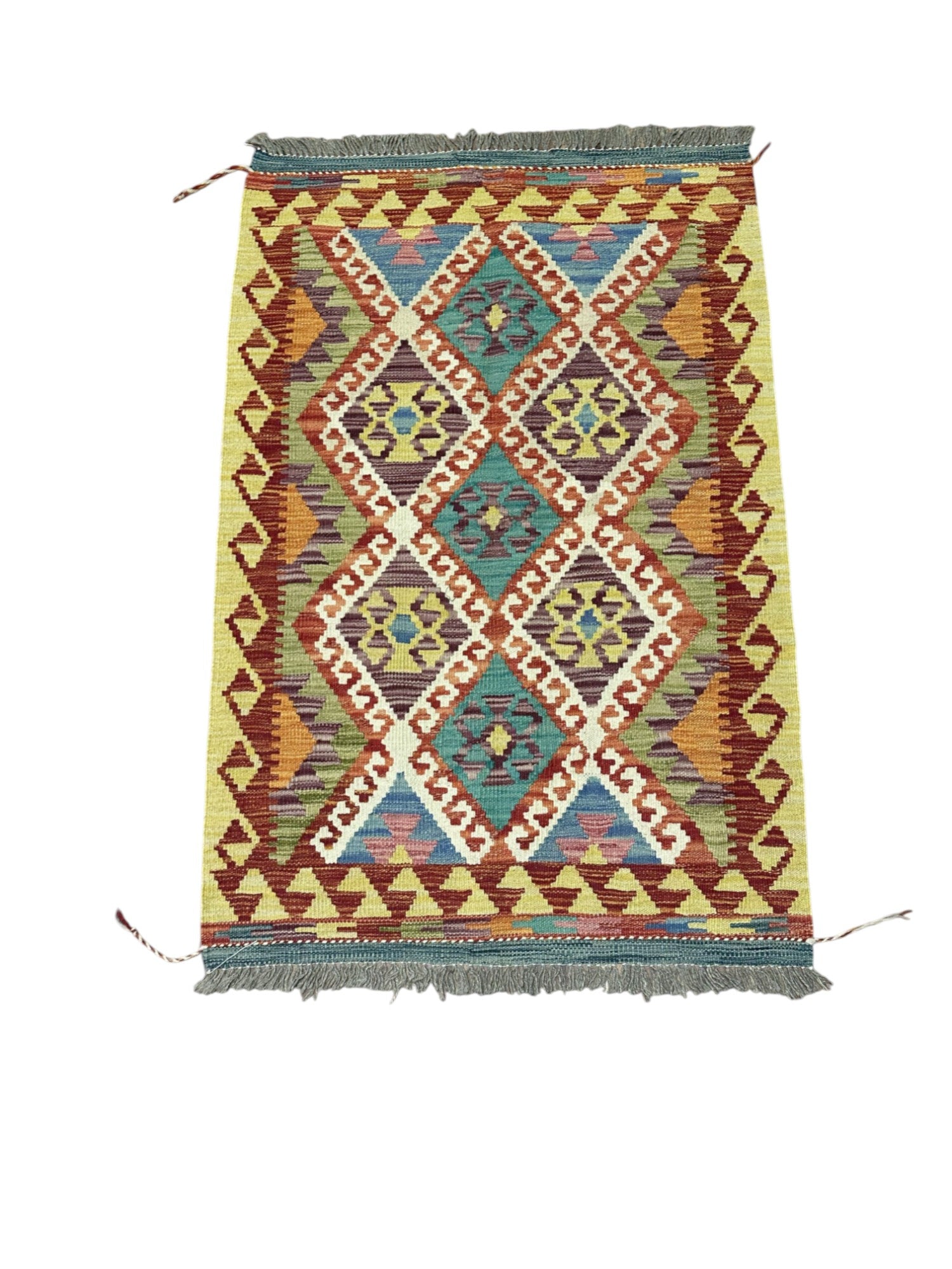 Hand-Woven Afghani Kilim Wool Rug 2'8" x 4'