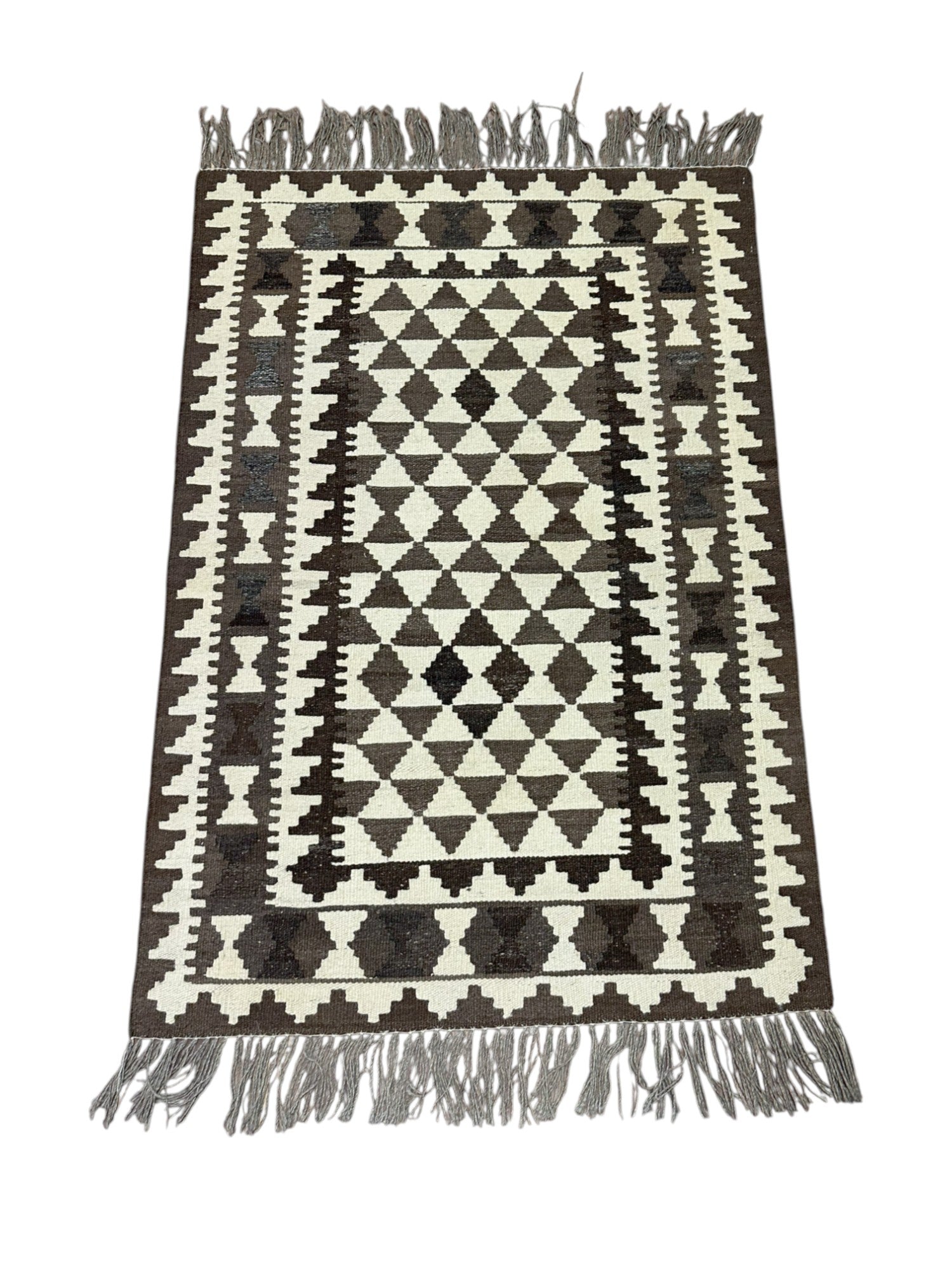 Hand-Woven Afghani Kilim Wool Rug 2'9" x 4'
