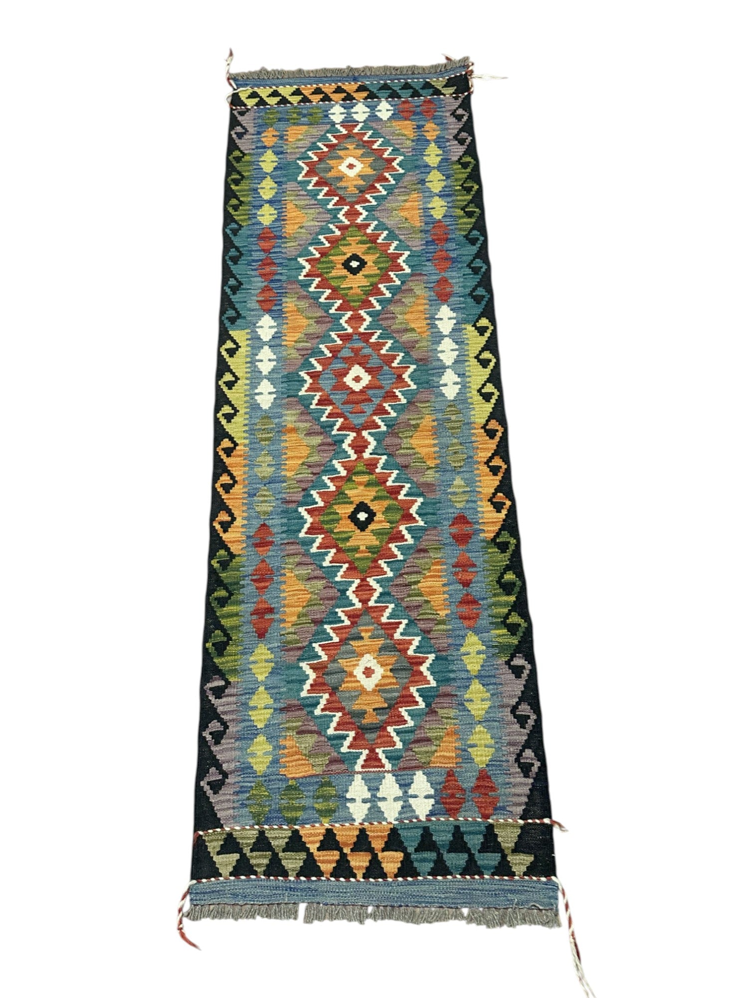 Hand-Woven Afghani Kilim Wool Rug 2'1" x 6'5"