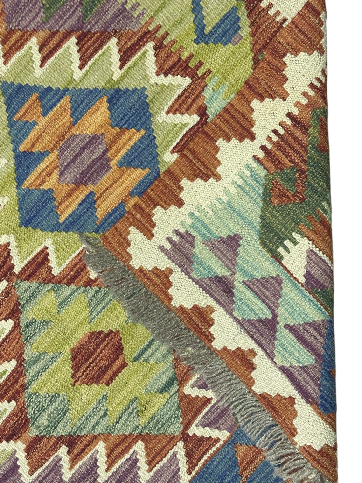 Hand-Woven Afghani Kilim Wool Rug 3'4" x 4'7"