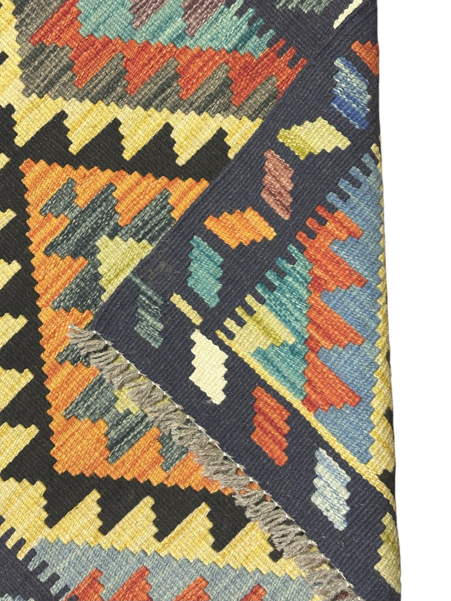 Hand-Woven Afghani Kilim Wool Rug 2'1" x 6'6"