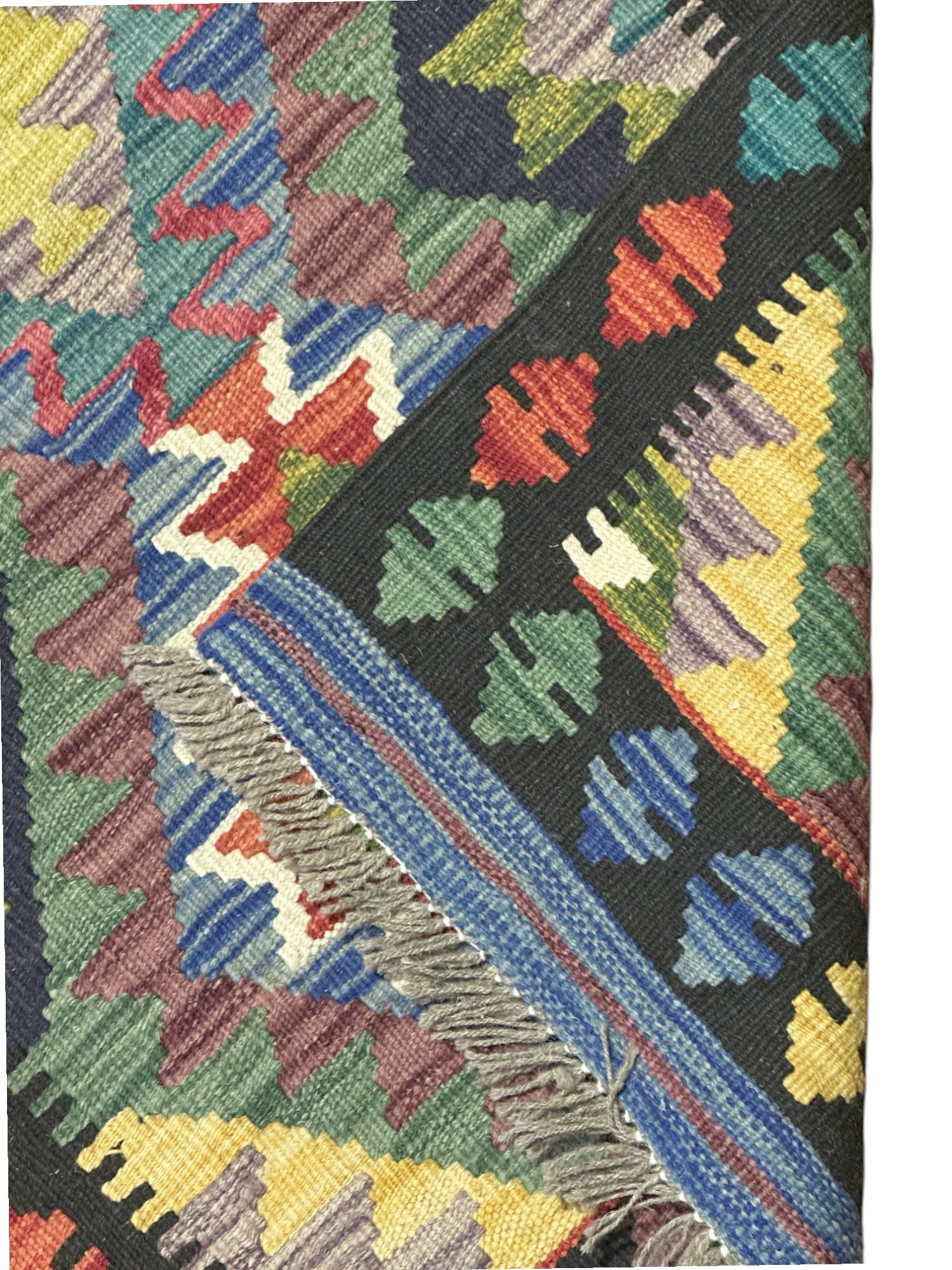 Hand-Woven Afghani Kilim Wool Rug 2' x 6'5"