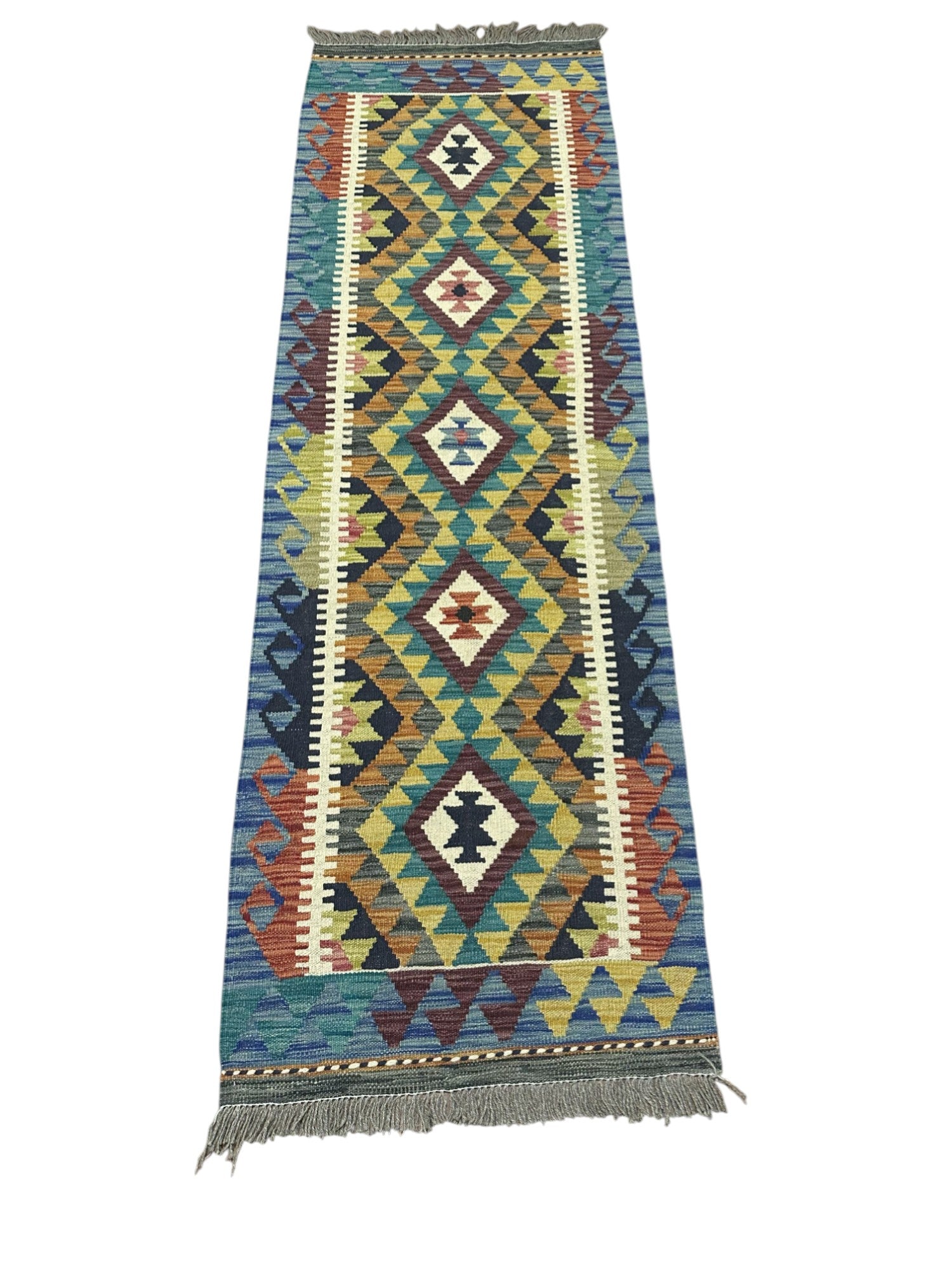 Hand-Woven Afghani Kilim Wool Rug 2' x 6'5"