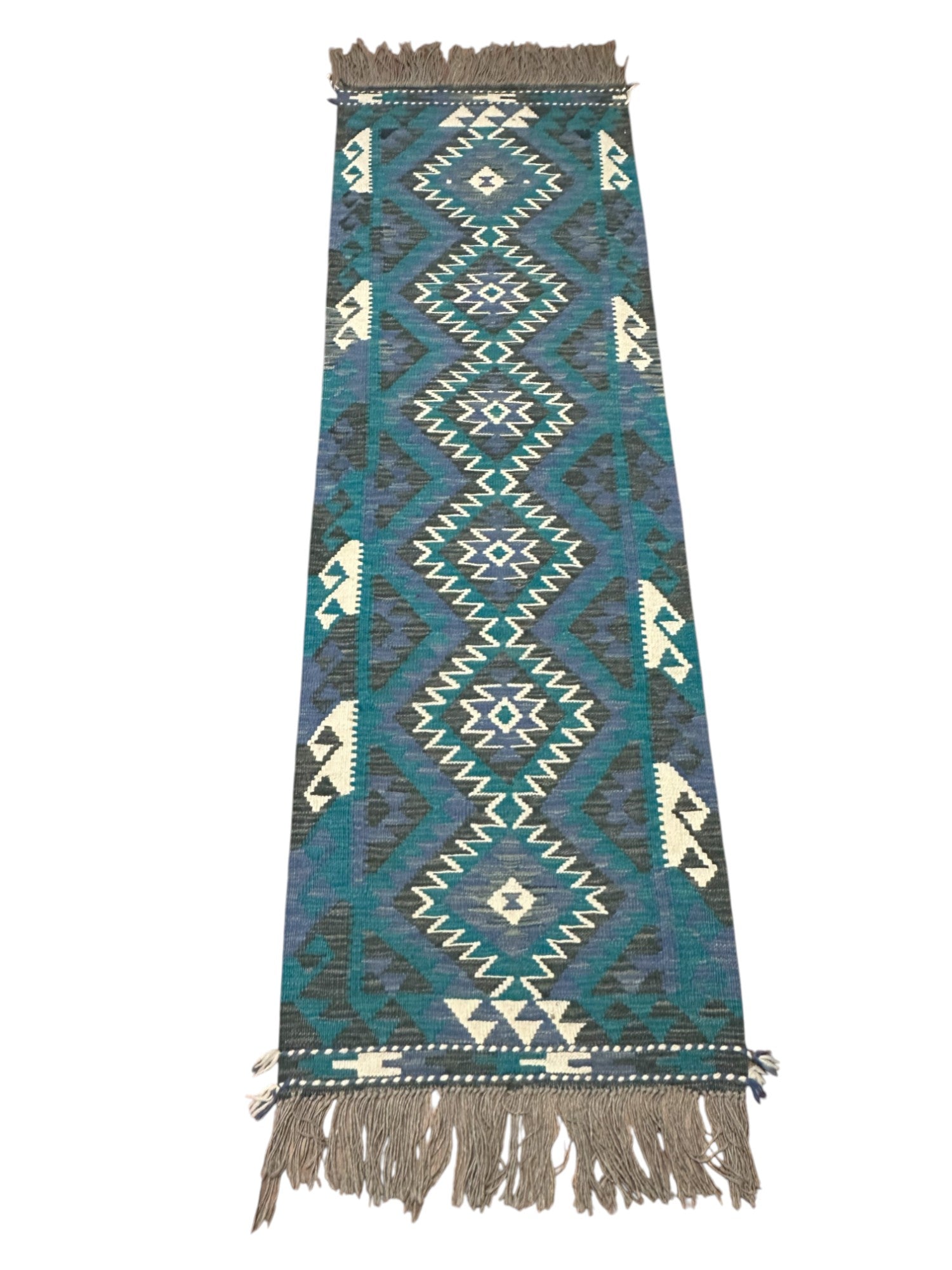 Hand-Woven Afghani Kilim Wool Rug 2'1" x 6'6"