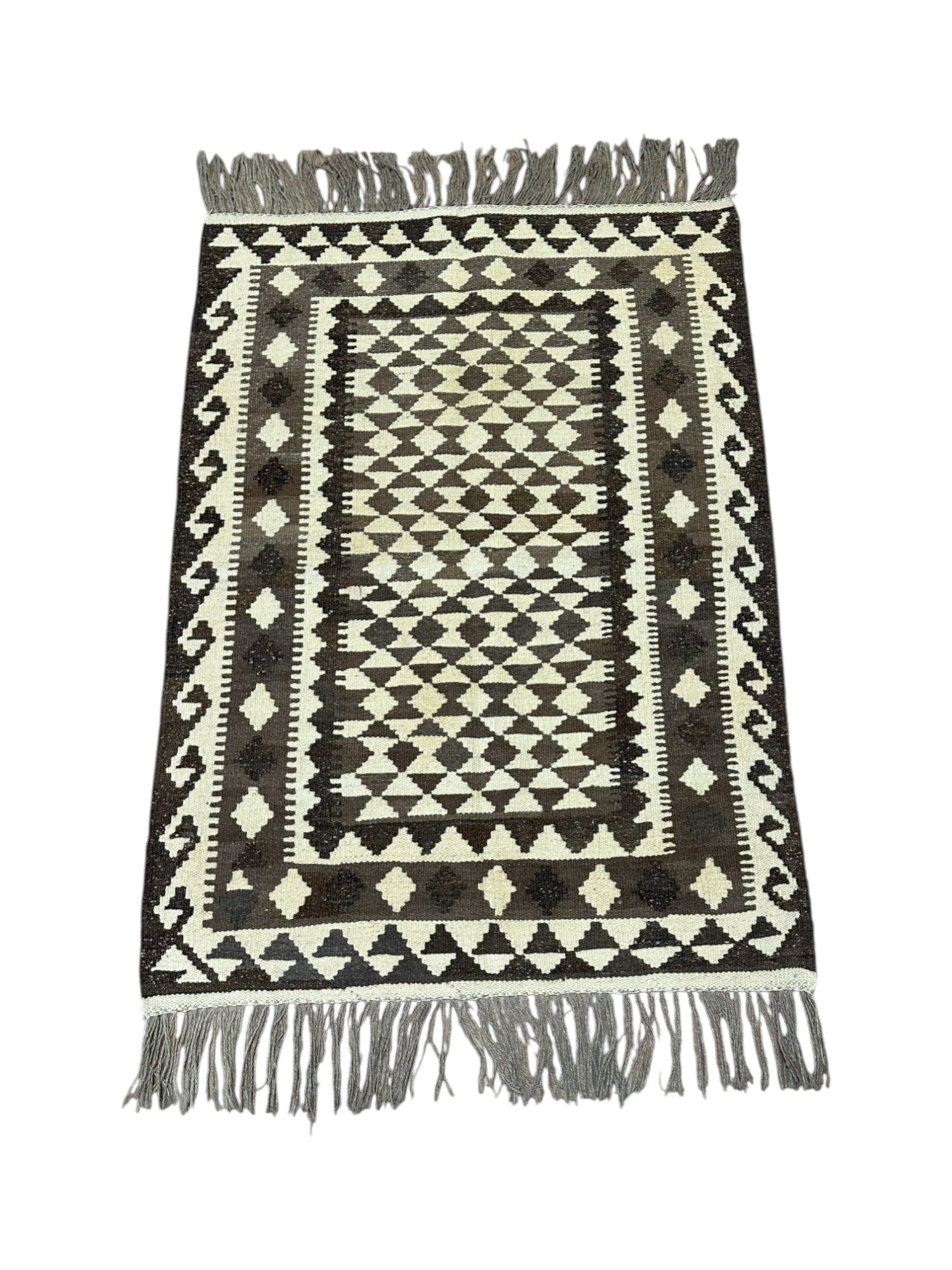 Hand-Woven Afghani Kilim Wool Rug 2'9" x 3'10"